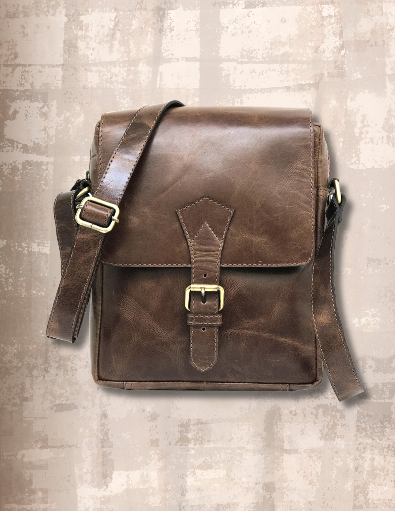 Full-grain Buffalo Leather Sling Messenger Bag - Expresso Brown-Status Co. Leather Studio