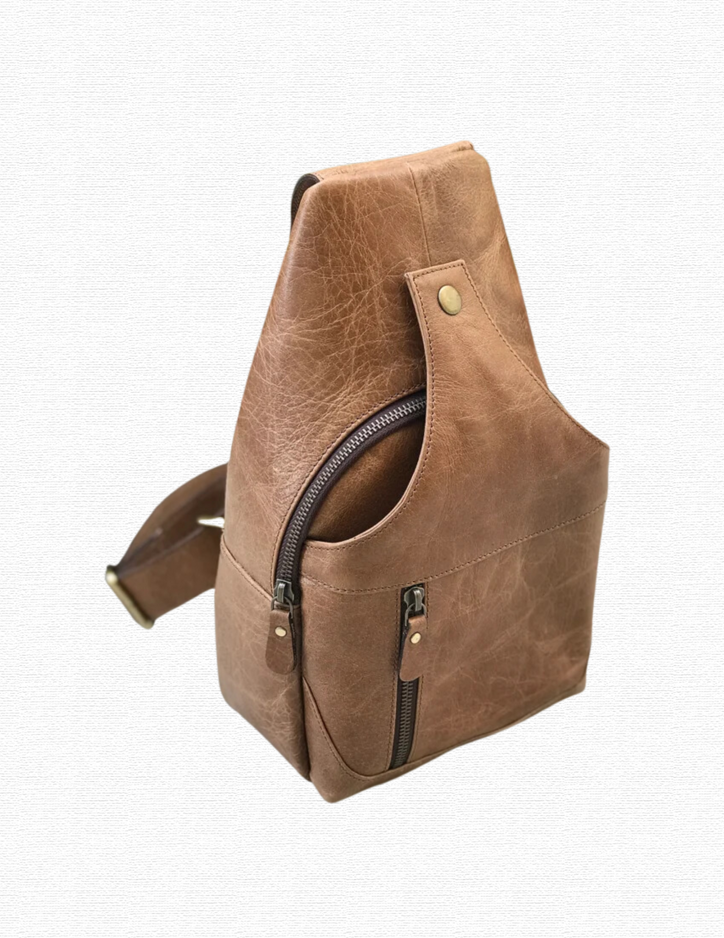 Modern Leather Chest Bag - Caramel-Status Co. Leather Studio