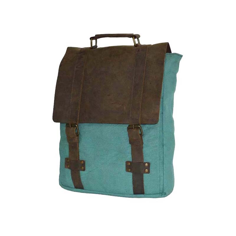 Bison Leather & Canvas Travel Backpack
