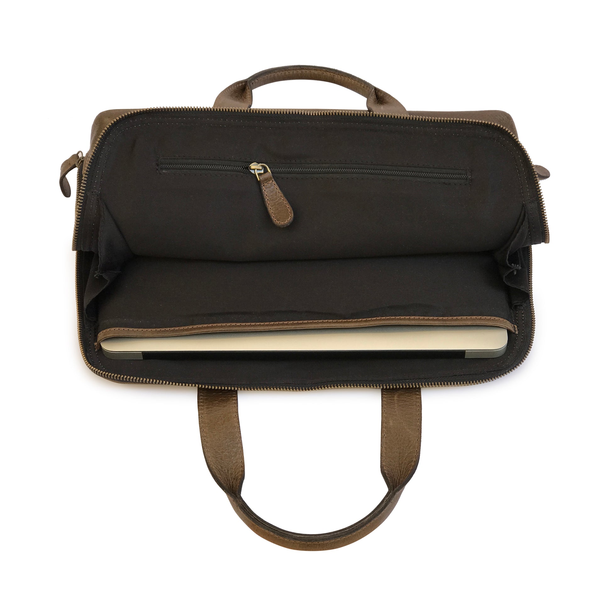 Modern Brazilian Leather Laptop Bag - Forest Green-Status Co. Leather Studio
