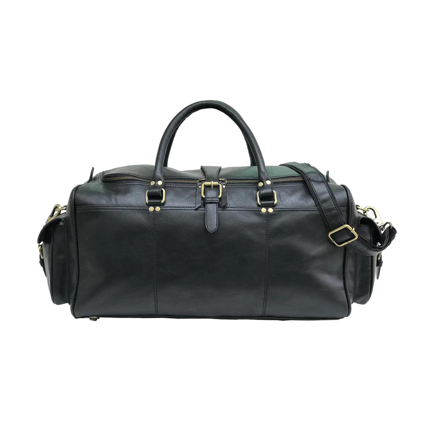 Black Leather Cowhide Weekender Bag-Status Co. Leather Studio