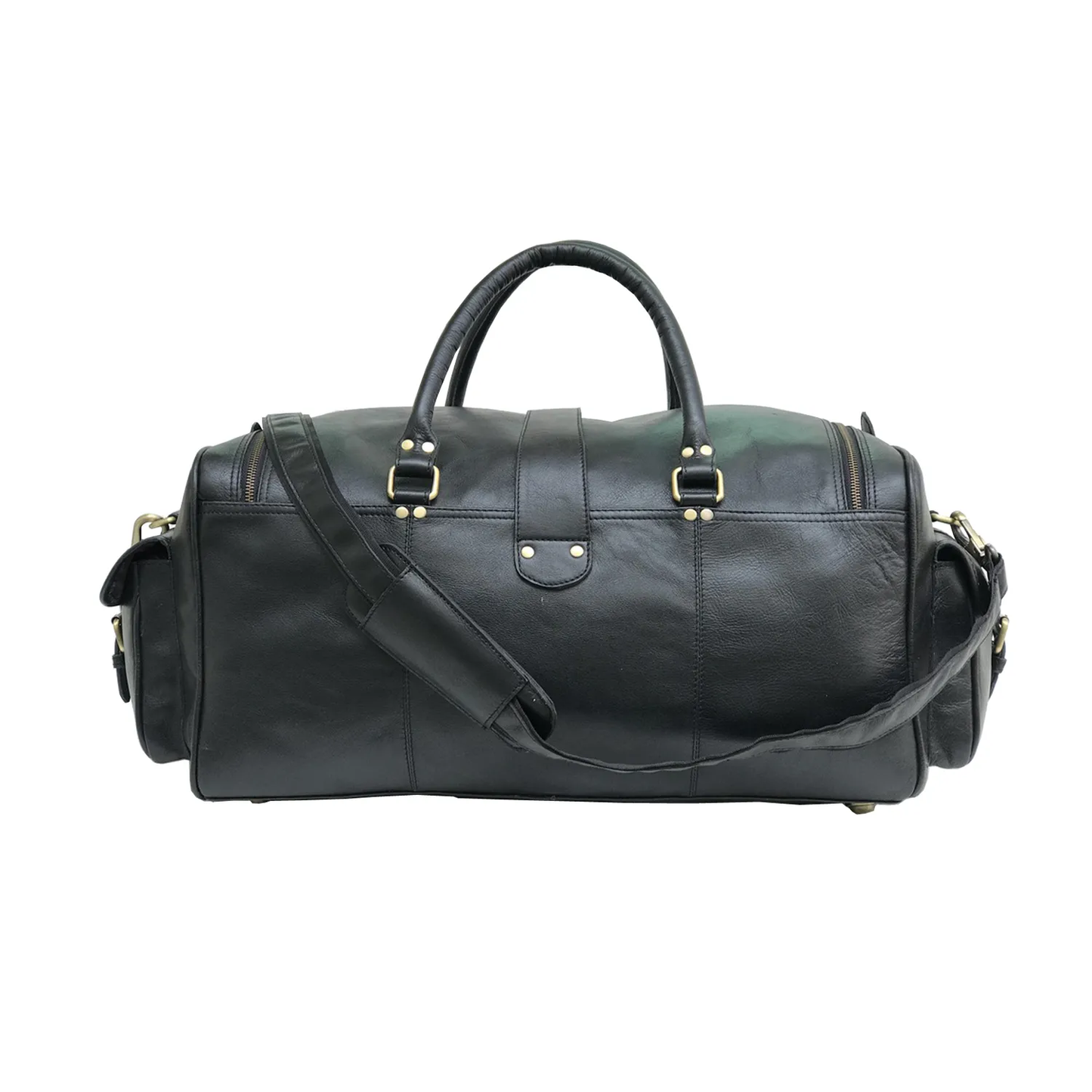 Black Leather Cowhide Weekender Bag-Status Co. Leather Studio