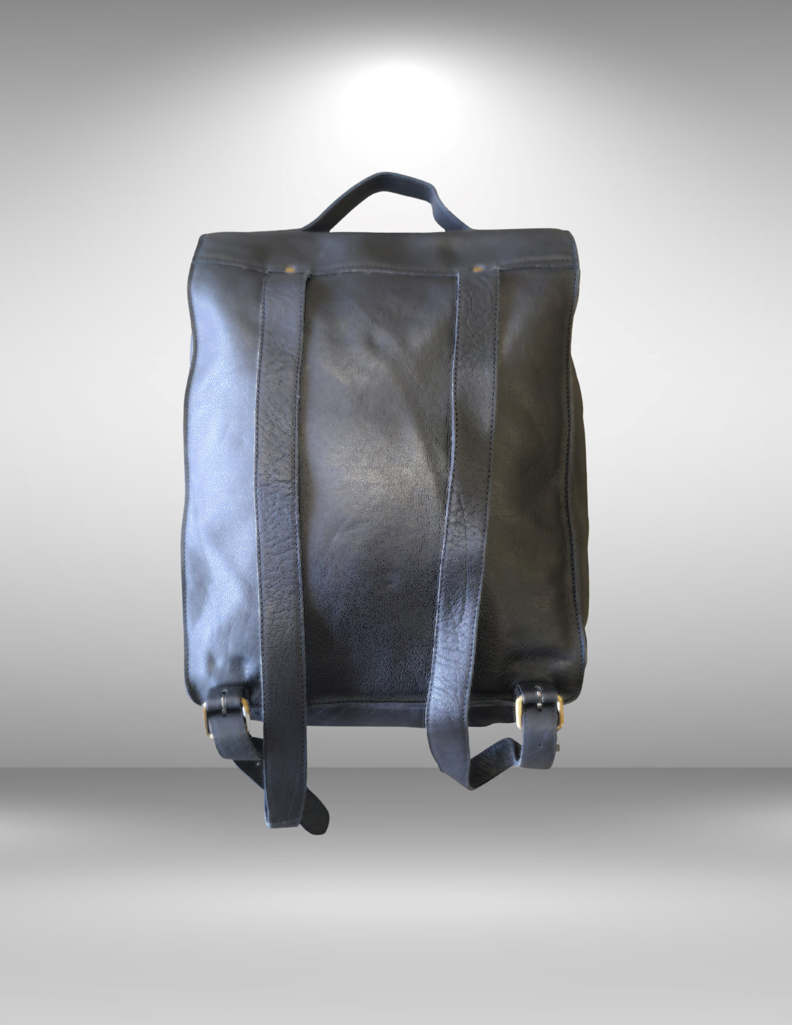 Black Leather Cowhide Travel Backpack-Status Co. Leather Studio