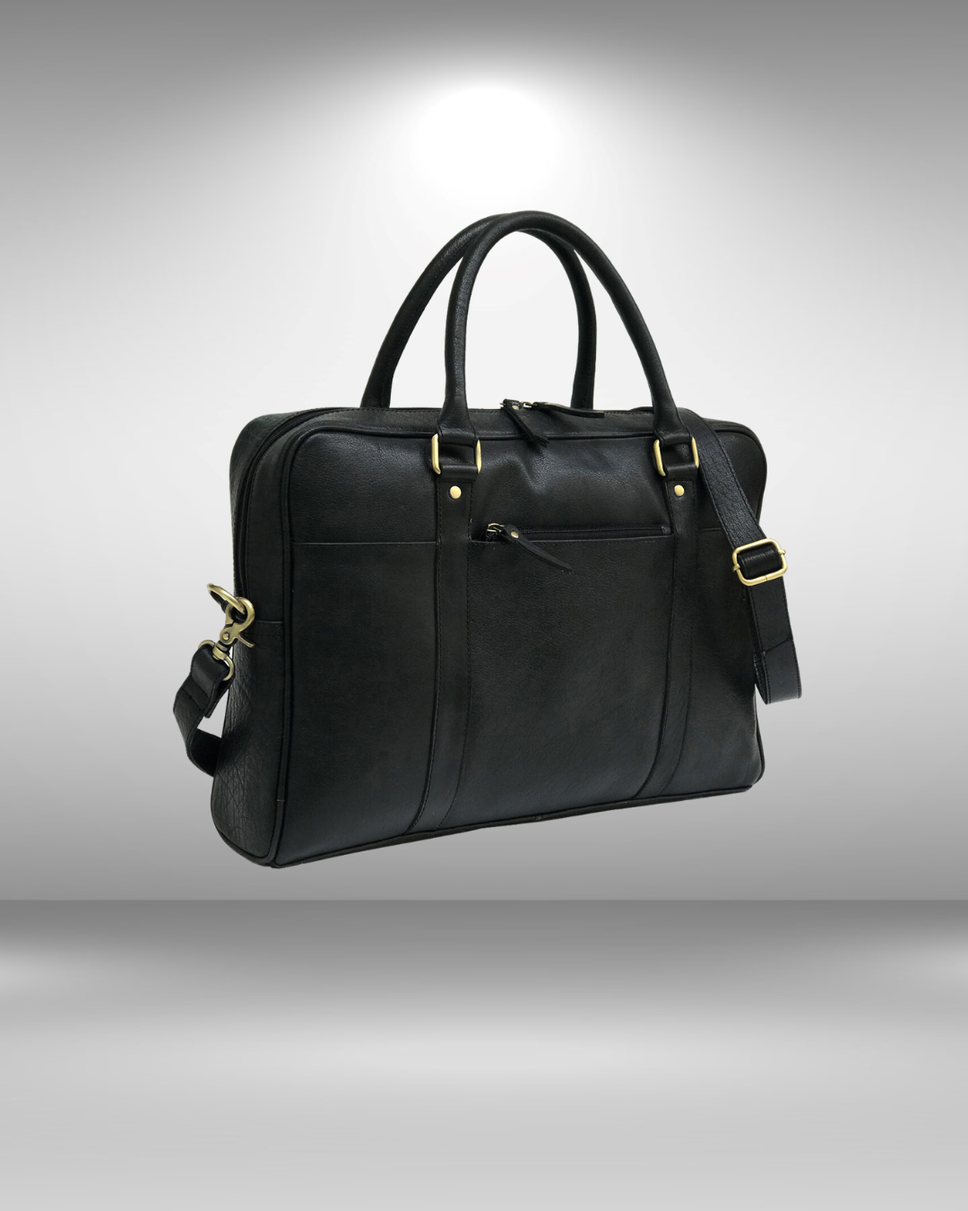 Black Leather Laptop Bag - Single Zipper Compartment - Status Co ...