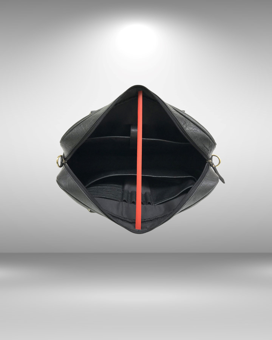 Black Leather Laptop Bag Single Zipper Compartment Status Co. Status Co. Leather Studio