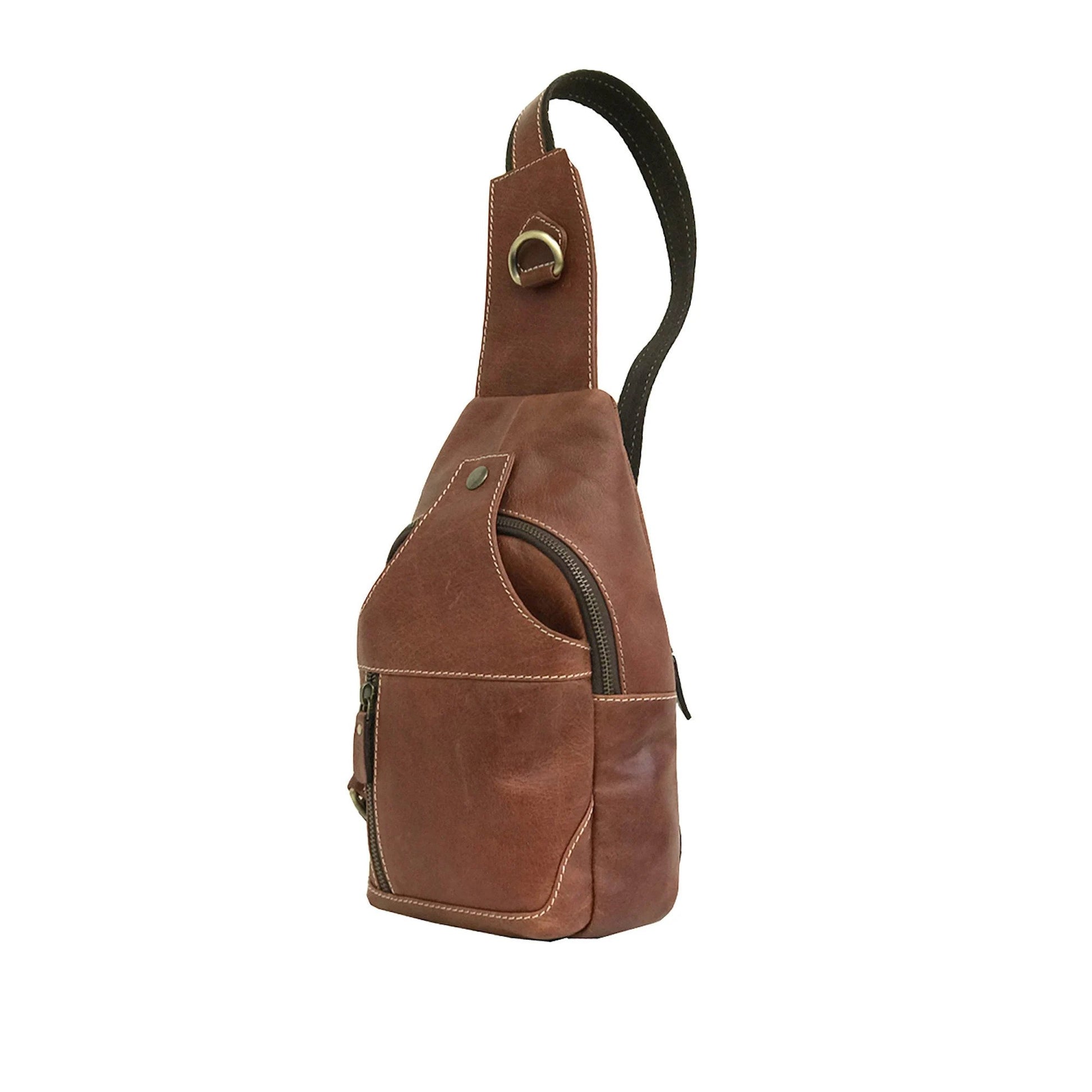 Modern Leather Chest Bag - Cognac Brown-Status Co. Leather Studio