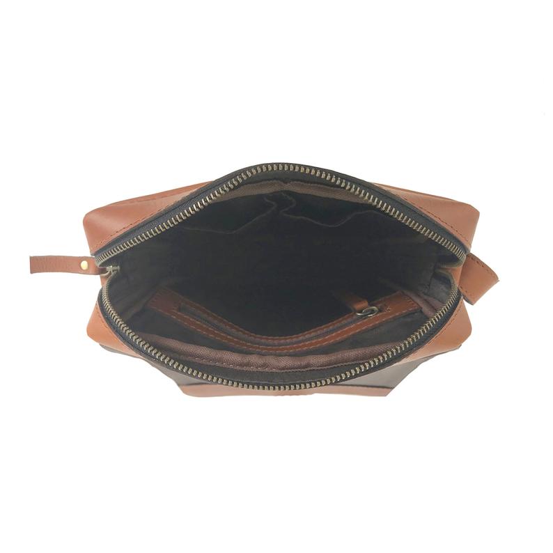 Full-grain Buffalo Leather Sling Messenger Bag - Sandstone Brown-Status Co. Leather Studio