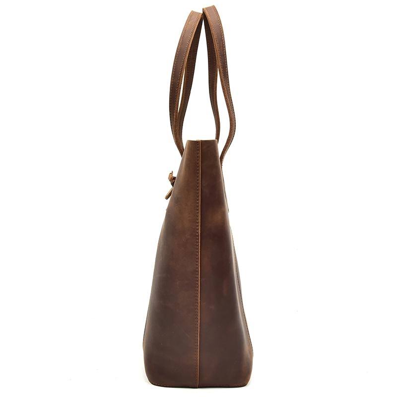 Women's Hunter Leather Tote Bag-Status Co. Leather Studio