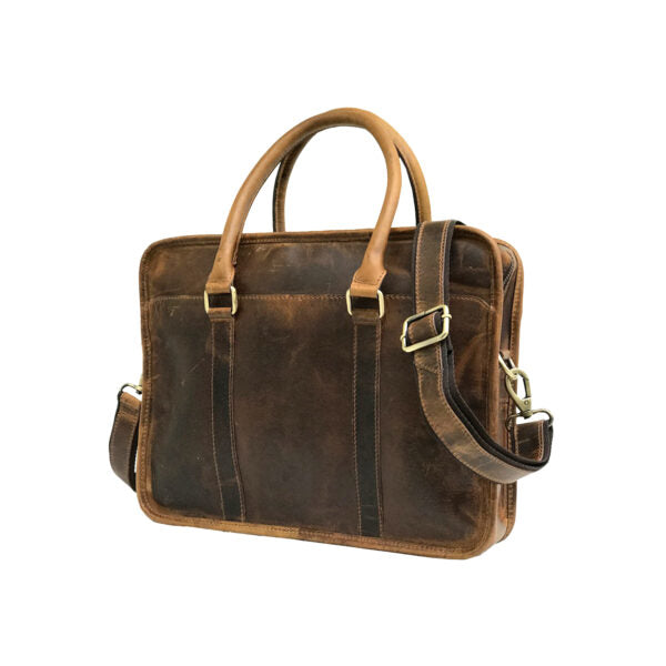 Rustic Multi-Toned Leather Messenger Bag-Status Co. Leather Studio
