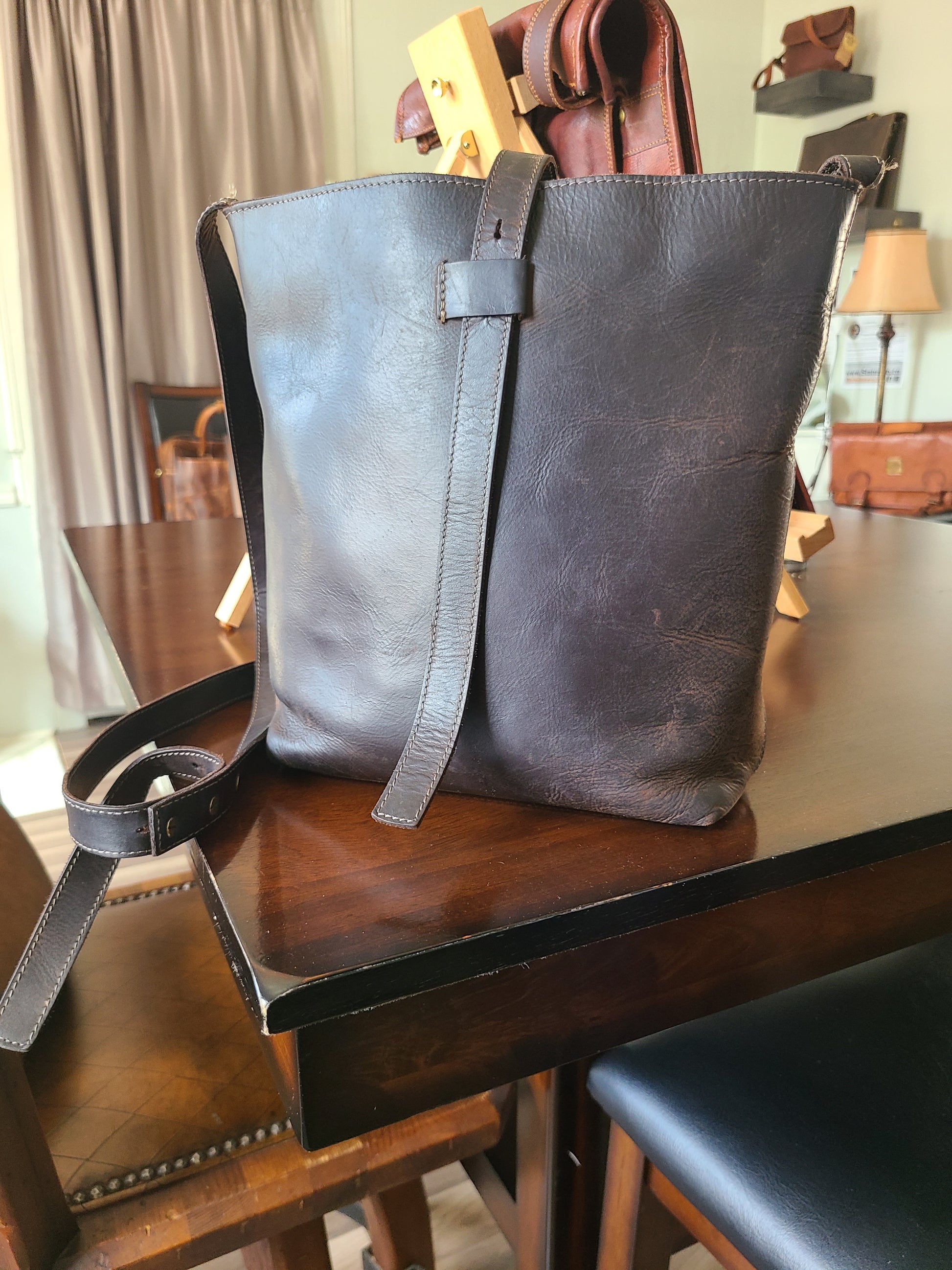 Buffalo Leather Designer Crossbody Bucket Bag-Status Co. Leather Studio