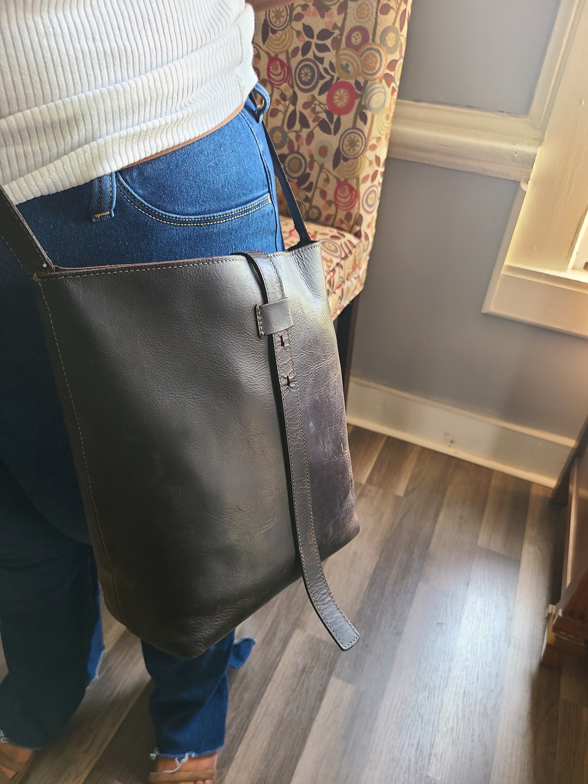 Buffalo Leather Designer Crossbody Bucket Bag-Status Co. Leather Studio