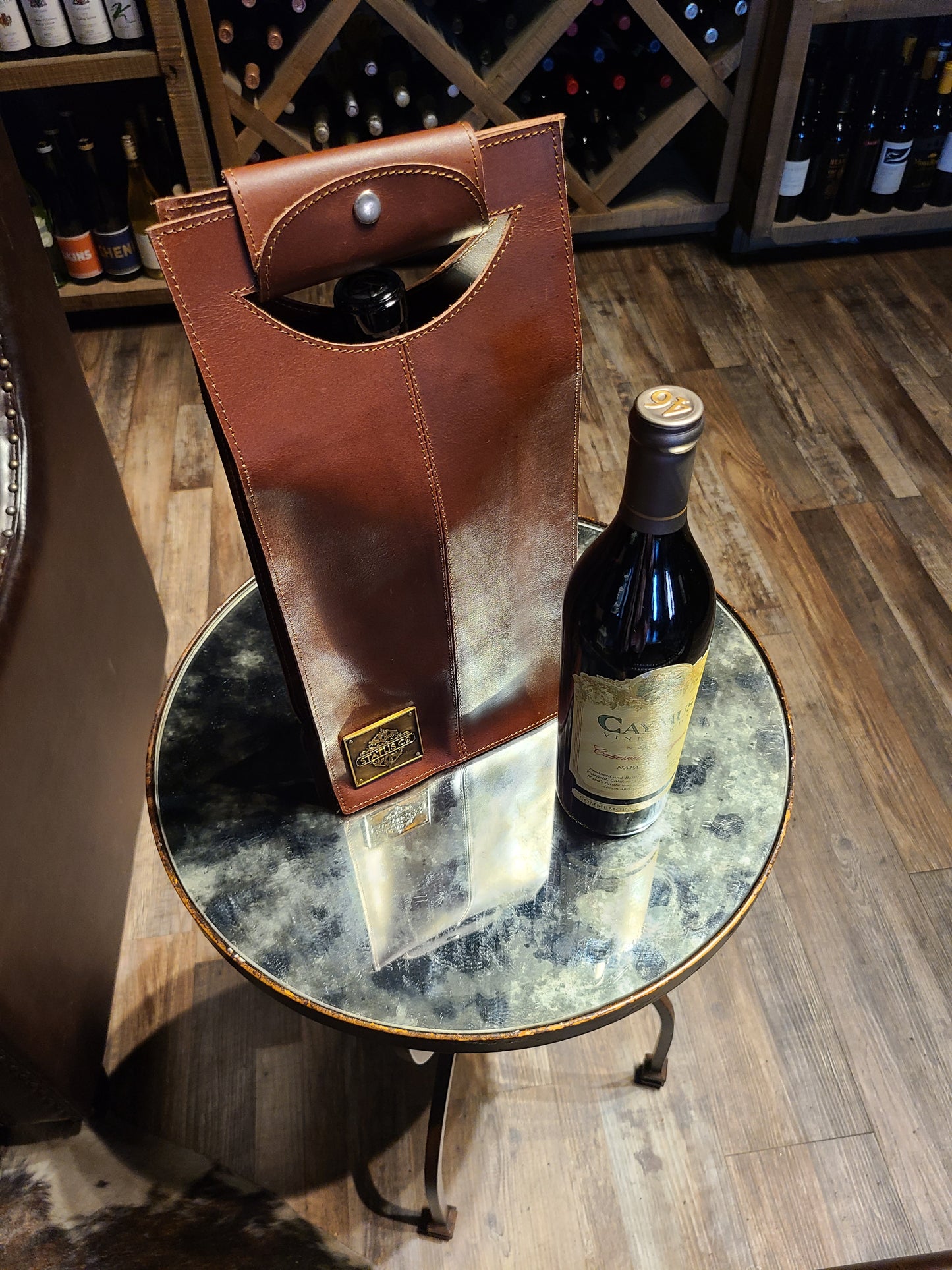 Classic Leather Wine Bottle Holder-Status Co. Leather Studio