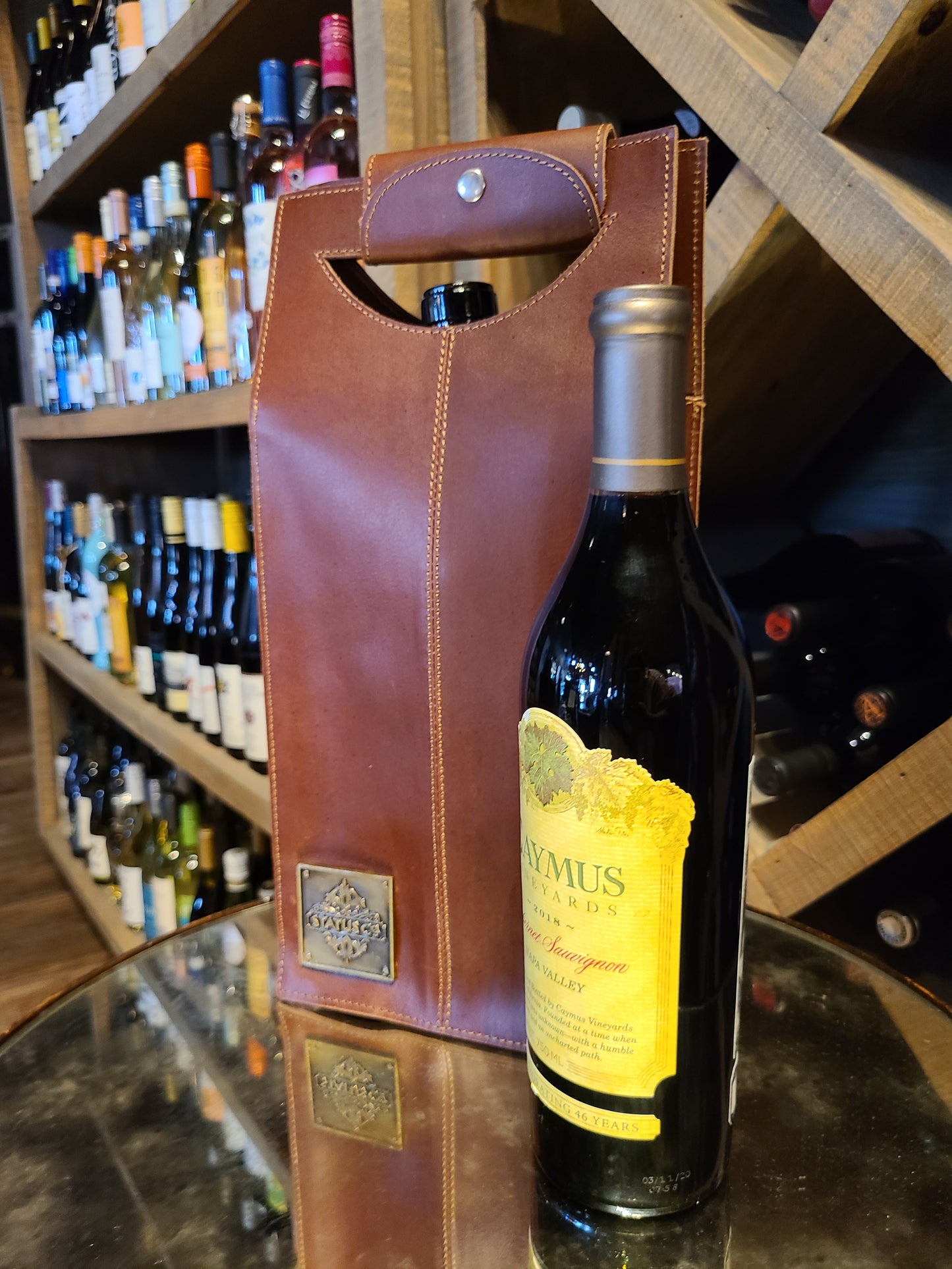 Classic Leather Wine Bottle Holder-Status Co. Leather Studio