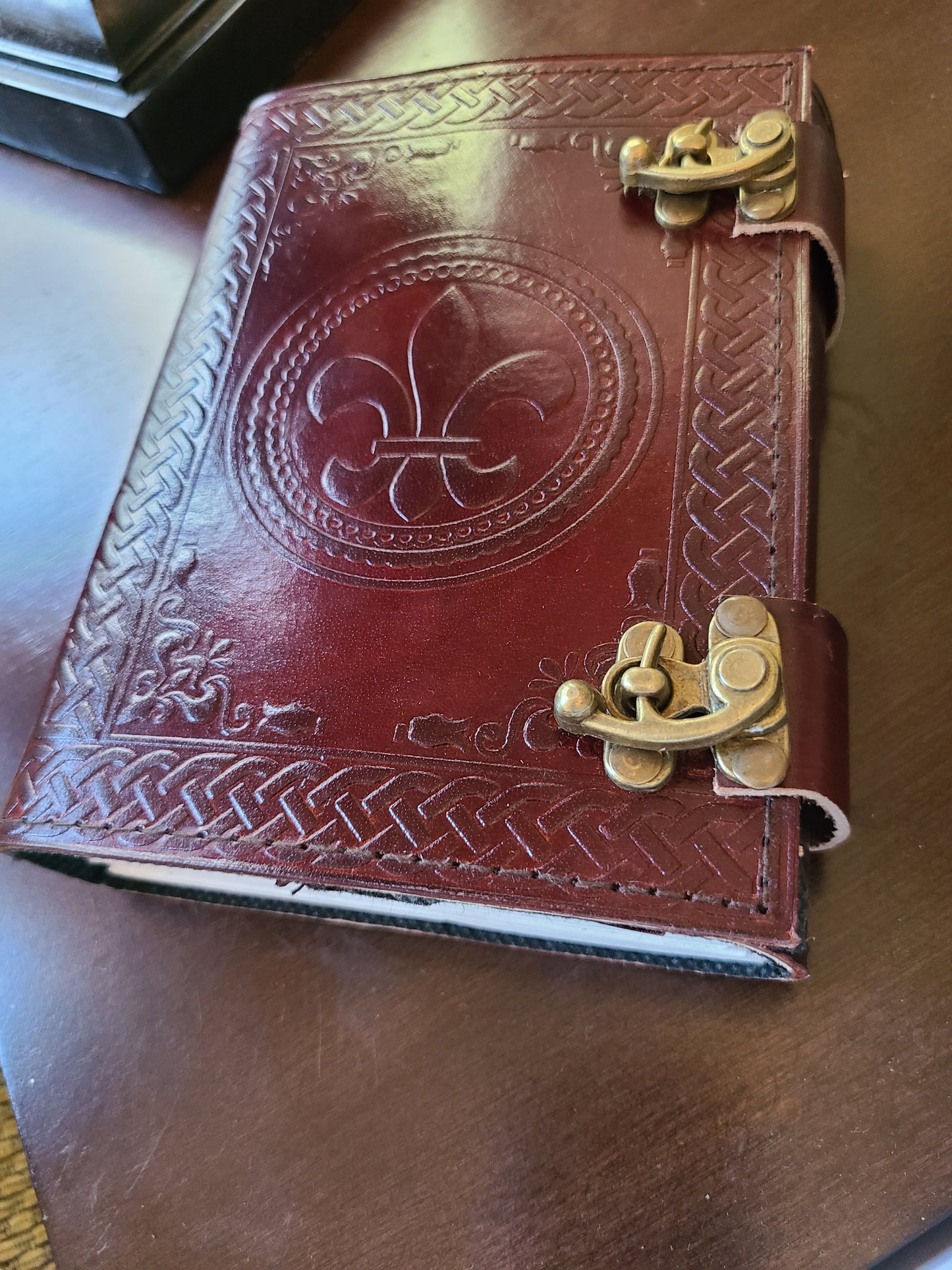 Fleur De Lis Leather Journal-Status Co. Leather Studio