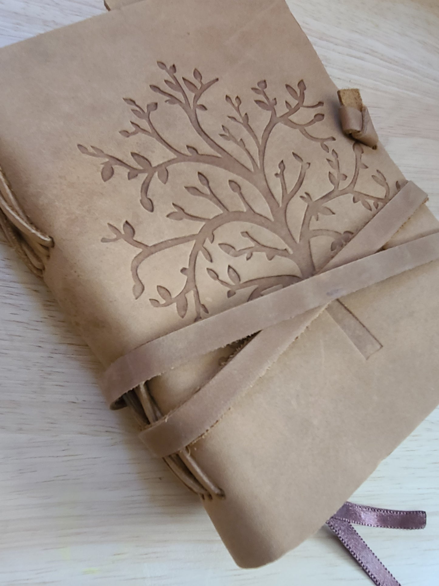 Tree of Life Buffalo Leather Writing Journal - Beige-Status Co. Leather Studio