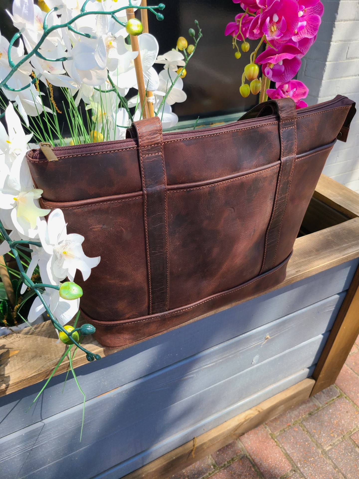 Women's Hunter Leather Tote and Shoulder Bag-Status Co. Leather Studio