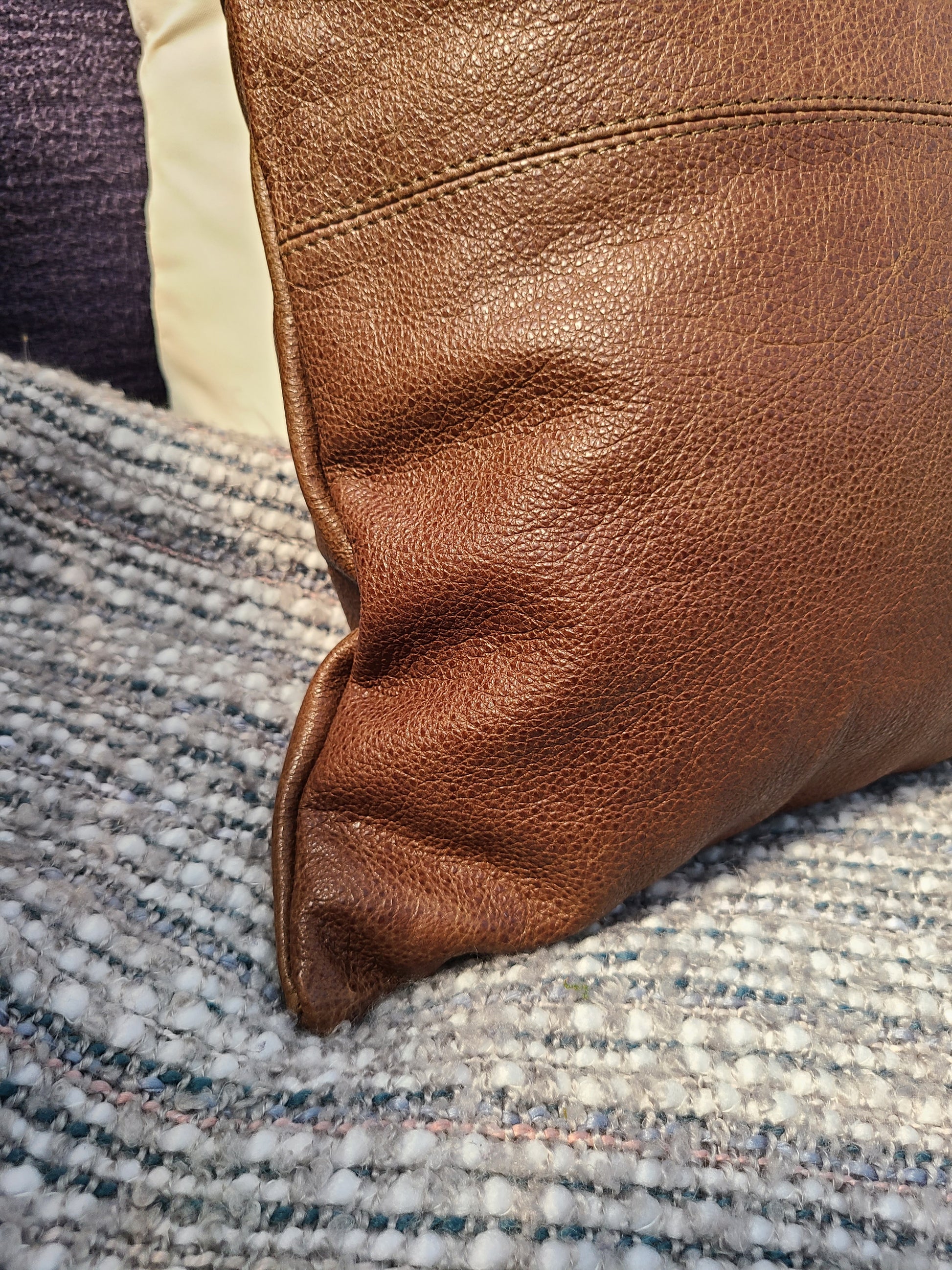 100% Leather Coffee Brown Throw Pillow Cover - 16 x 16-Status Co. Leather Studio