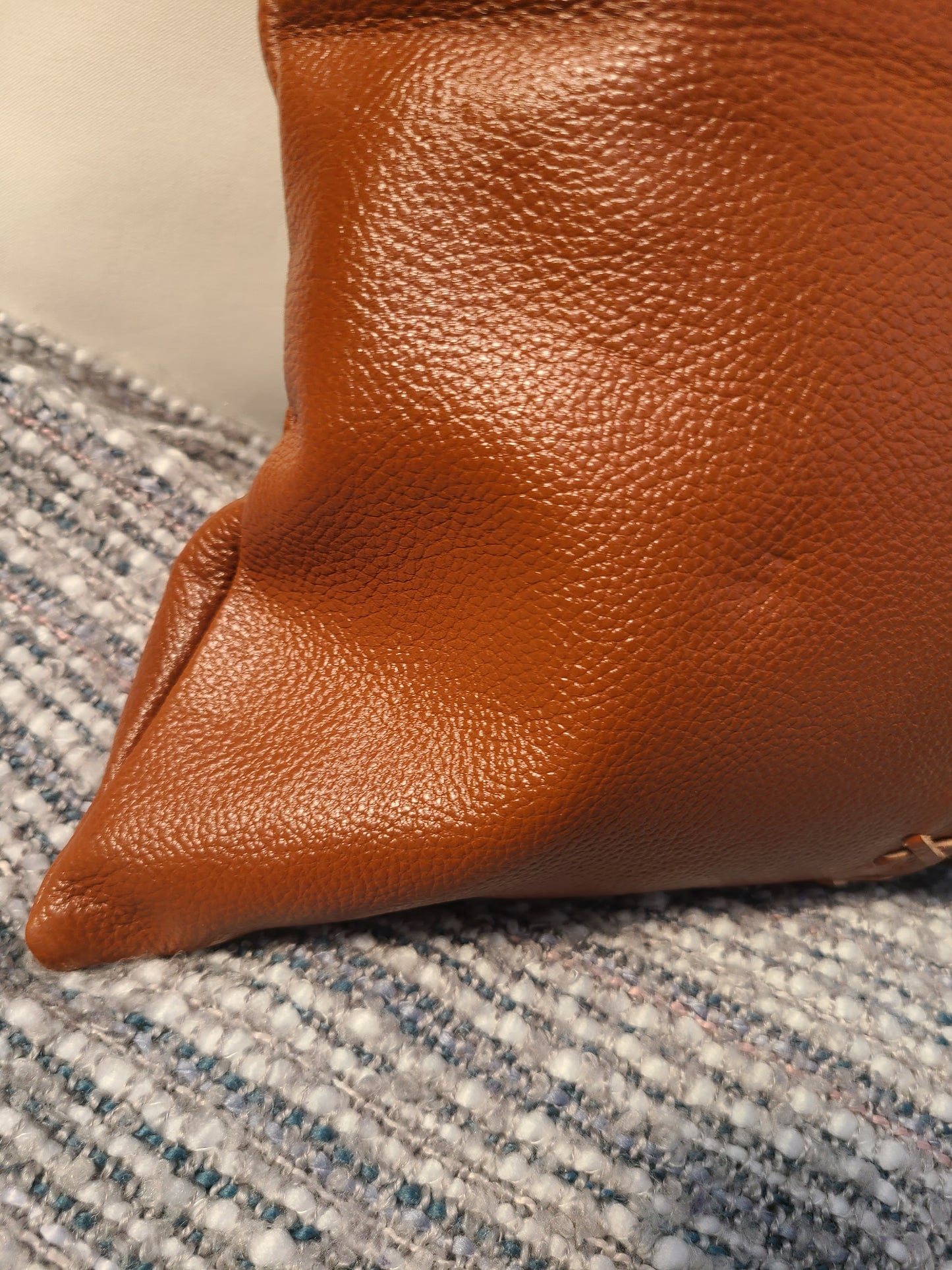 100% Leather Burnt Orange Throw Pillow Cover - 16 x 16-Status Co. Leather Studio