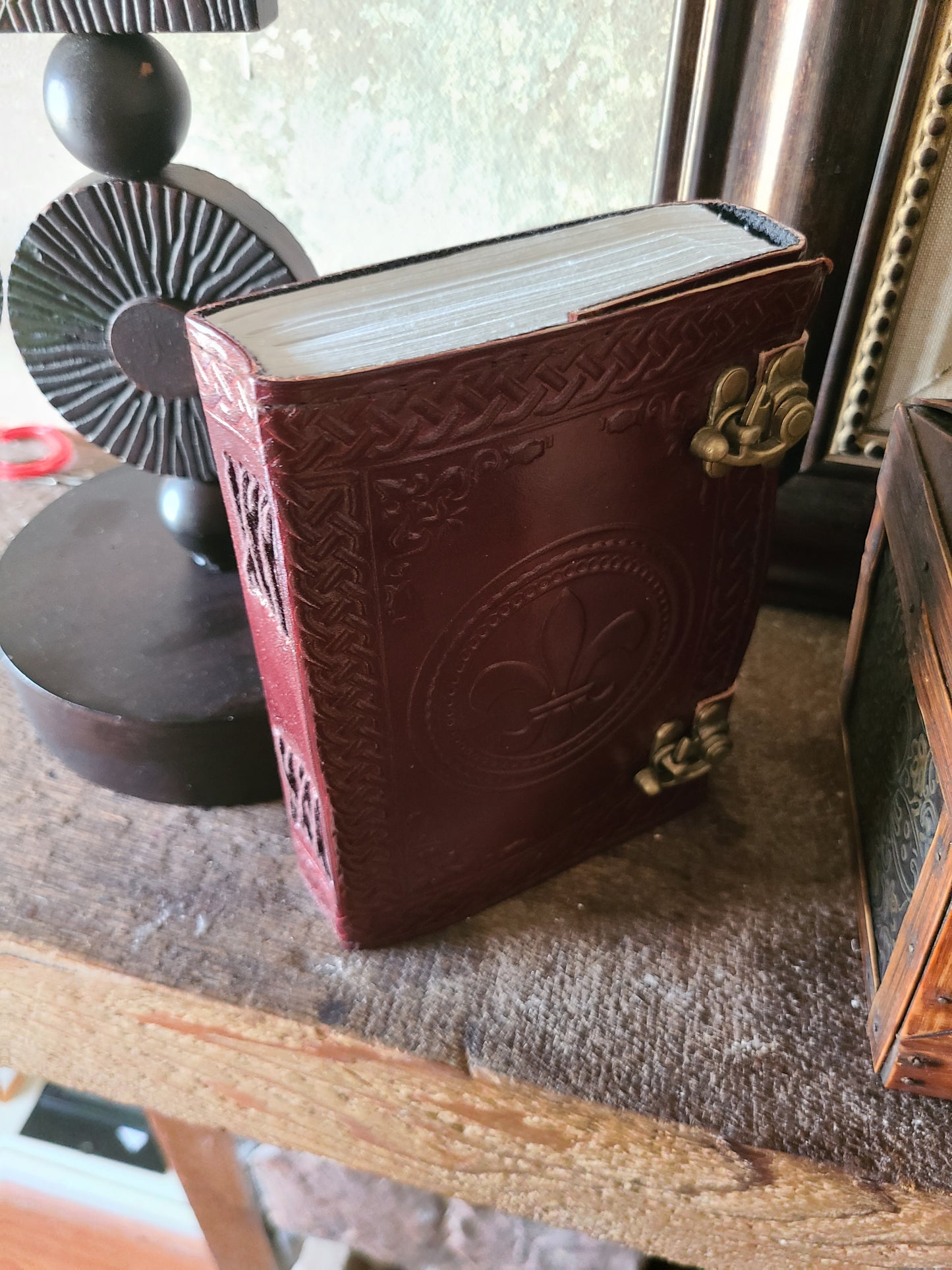 Fleur De Lis Leather Journal-Status Co. Leather Studio