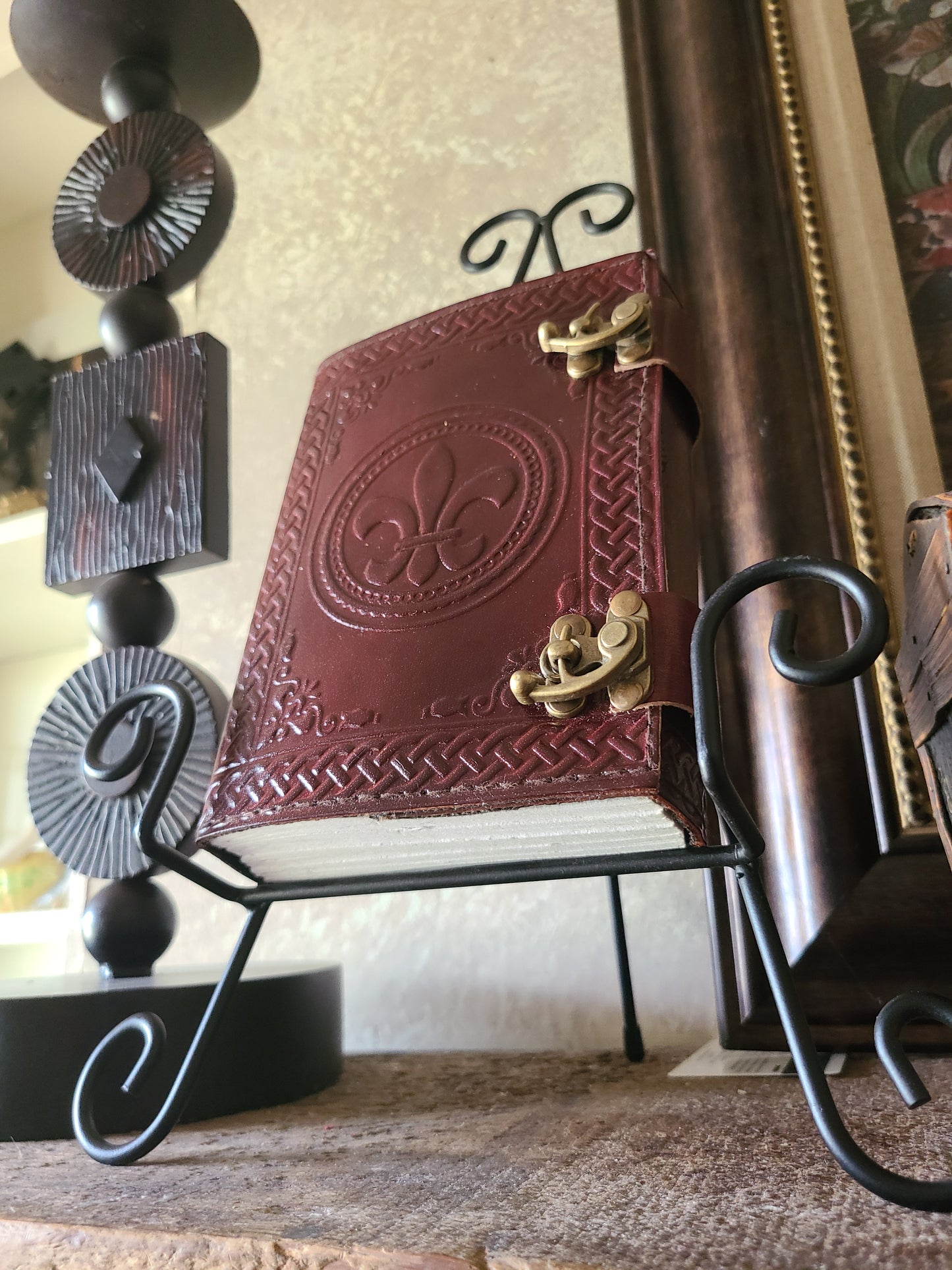 Fleur De Lis Leather Journal-Status Co. Leather Studio