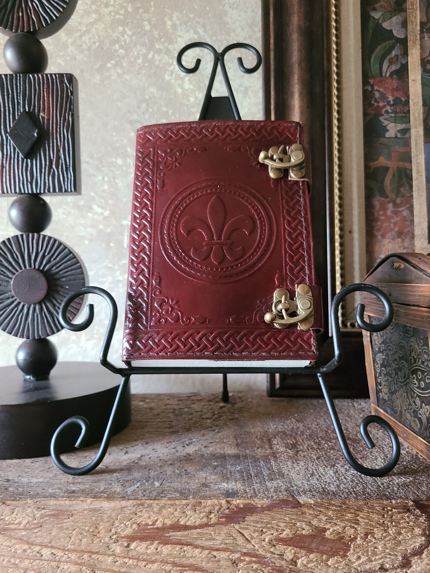 Fleur De Lis Leather Journal-Status Co. Leather Studio