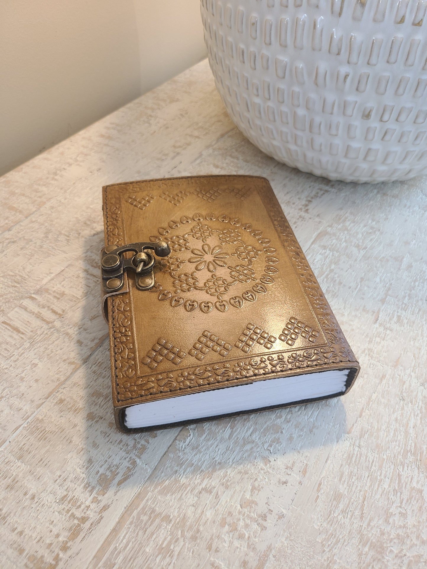 Leather Mandala Writing Journal With Lock-Status Co. Leather Studio