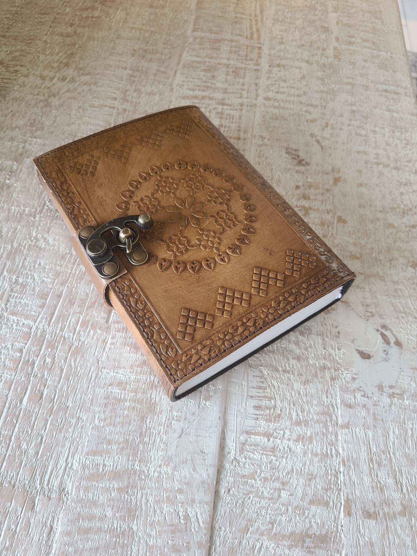 Leather Mandala Writing Journal With Lock-Status Co. Leather Studio