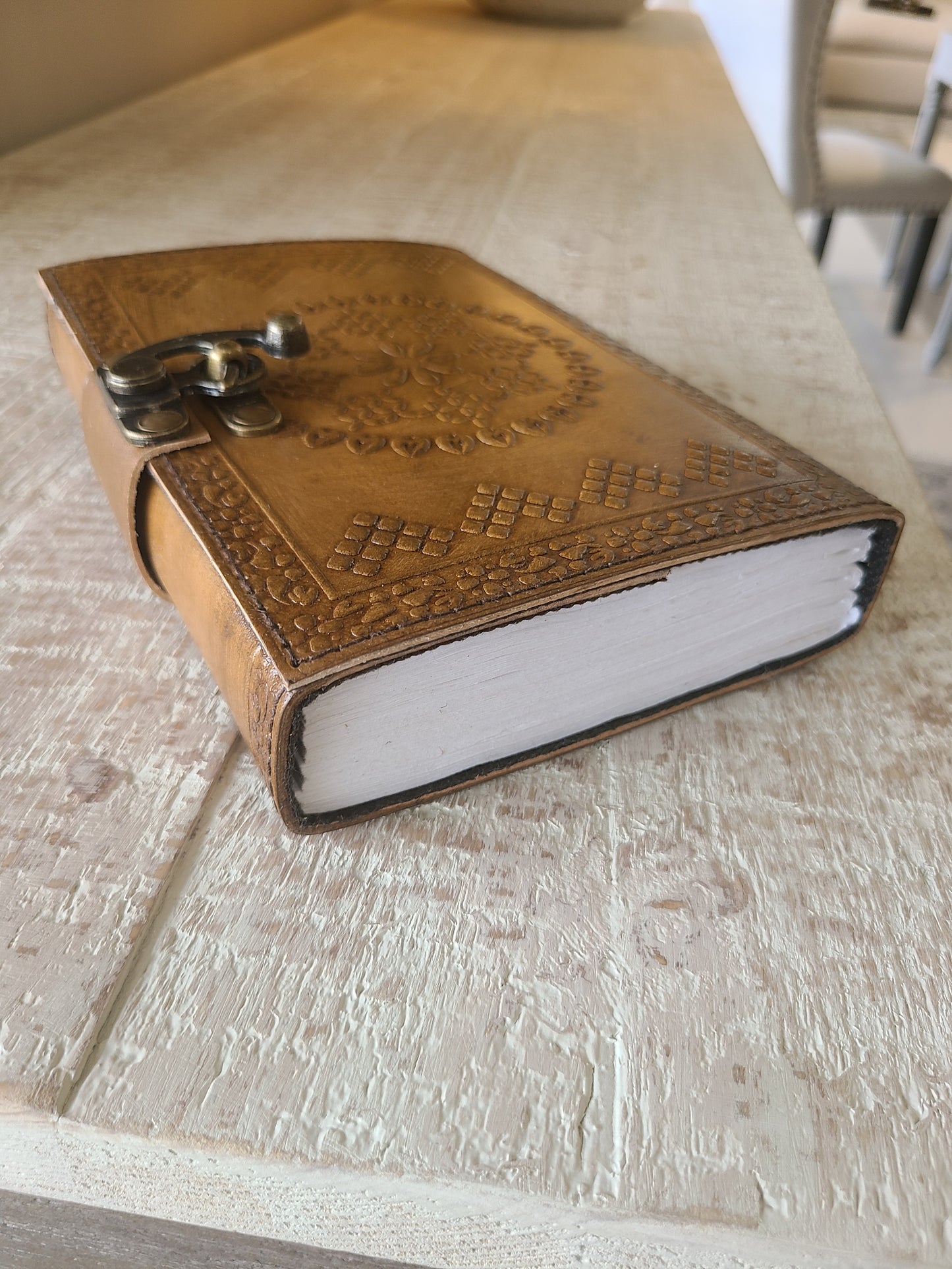 Leather Mandala Writing Journal With Lock-Status Co. Leather Studio