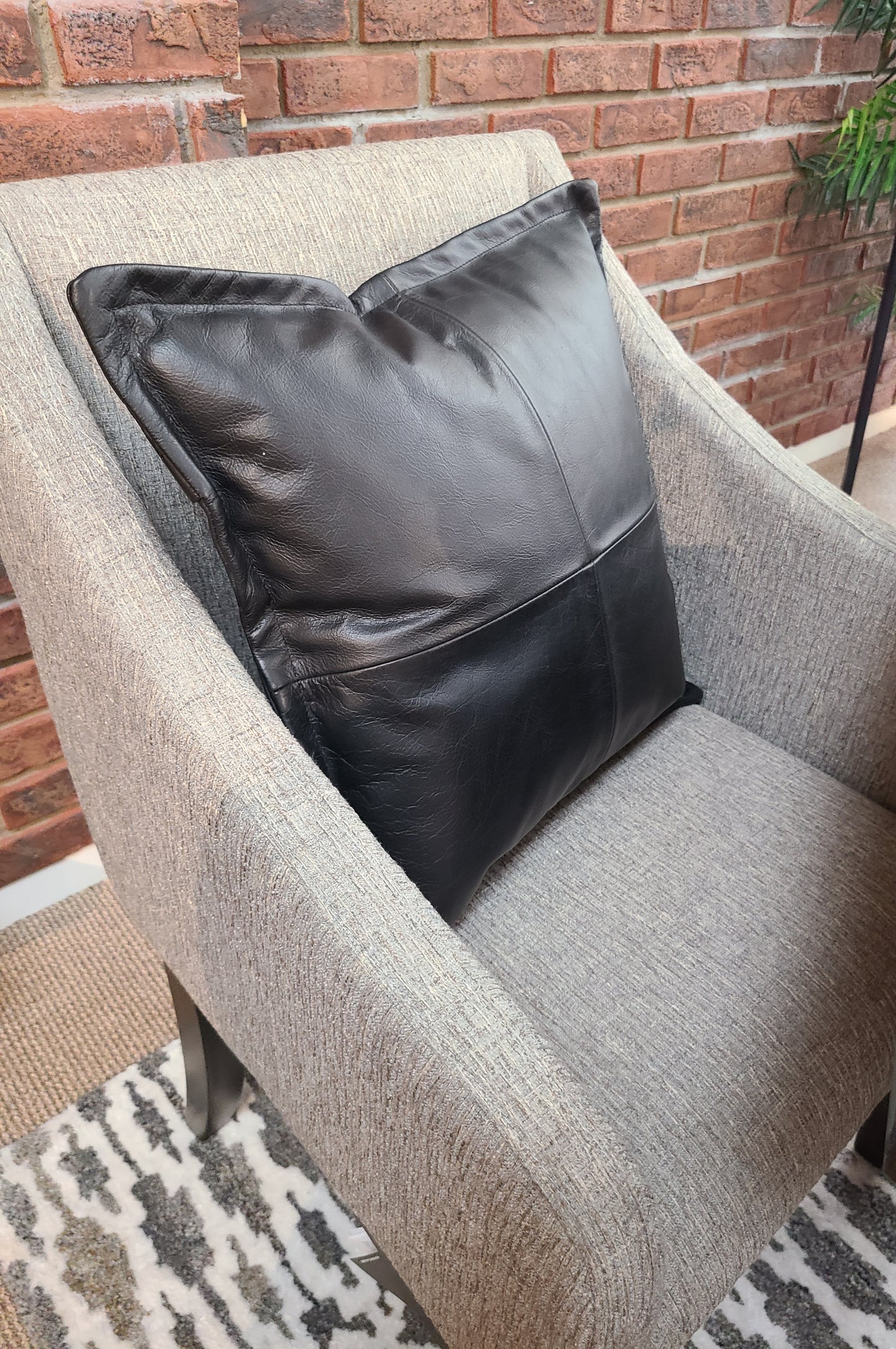 100% Lambskin Leather Black Throw Pillow Cover - 20 x 20-Status Co. Leather Studio