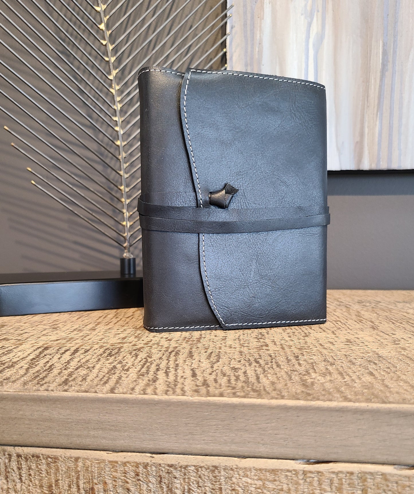 Executive Black Leather Stitched Journal-Status Co. Leather Studio