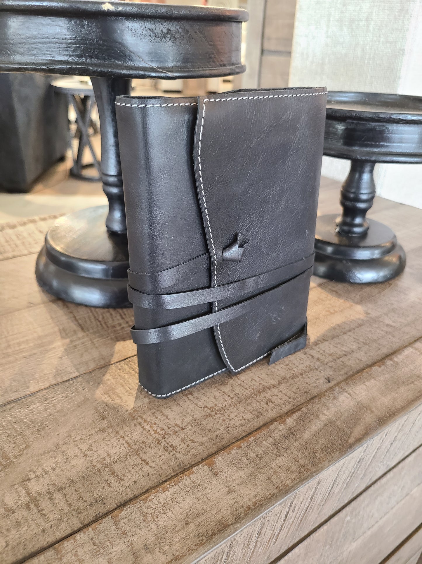 Executive Black Leather Stitched Journal-Status Co. Leather Studio