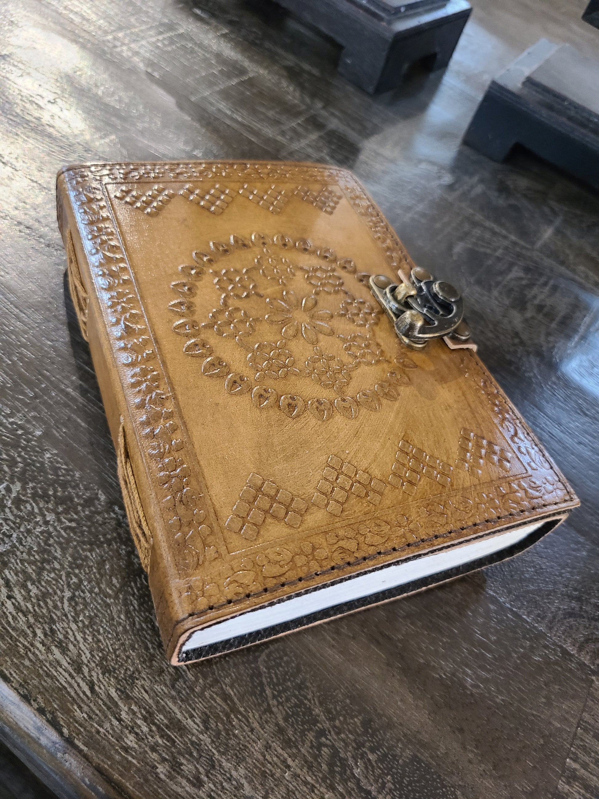 Leather Mandala Writing Journal With Lock-Status Co. Leather Studio