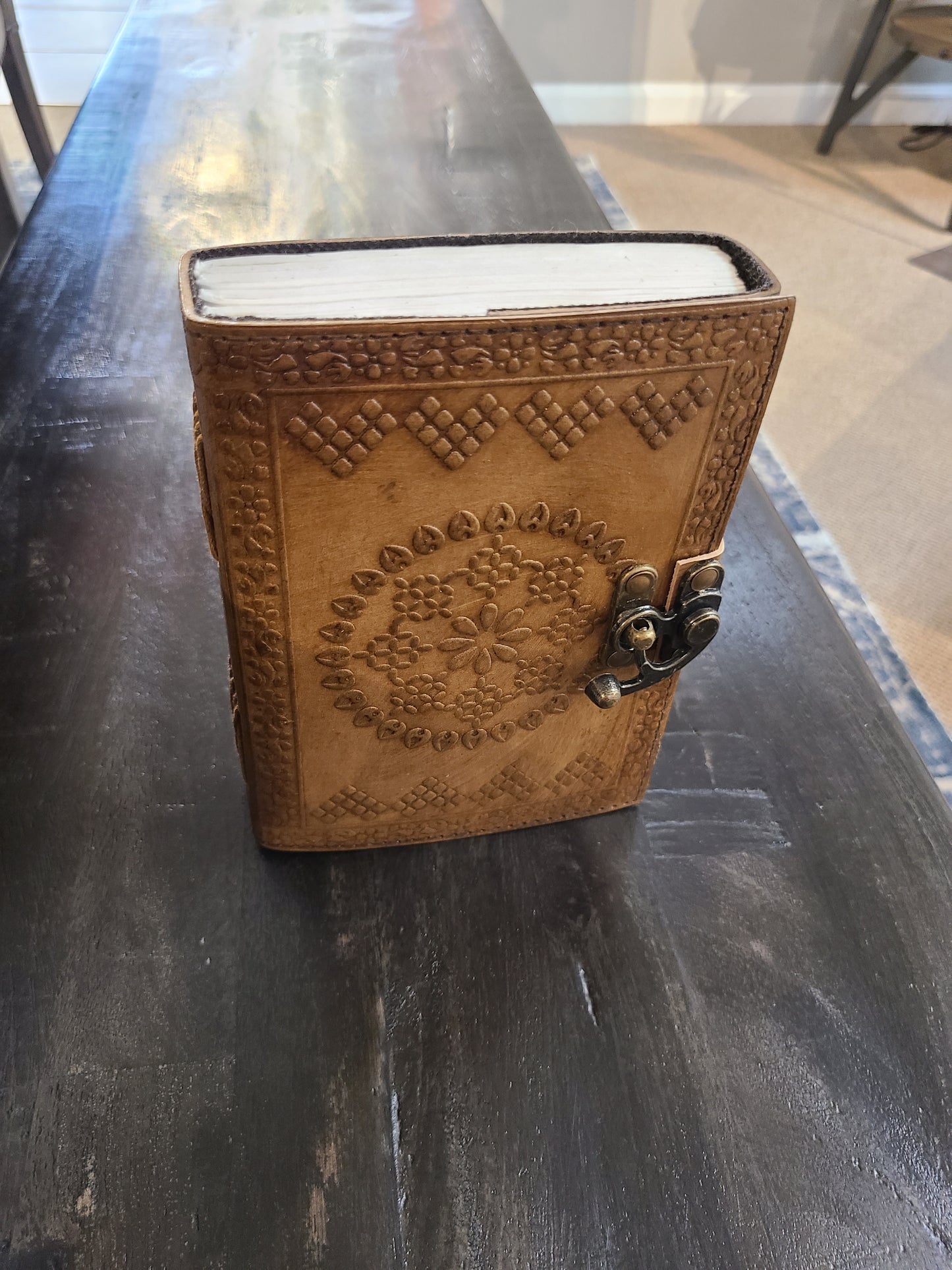 Leather Mandala Writing Journal With Lock-Status Co. Leather Studio