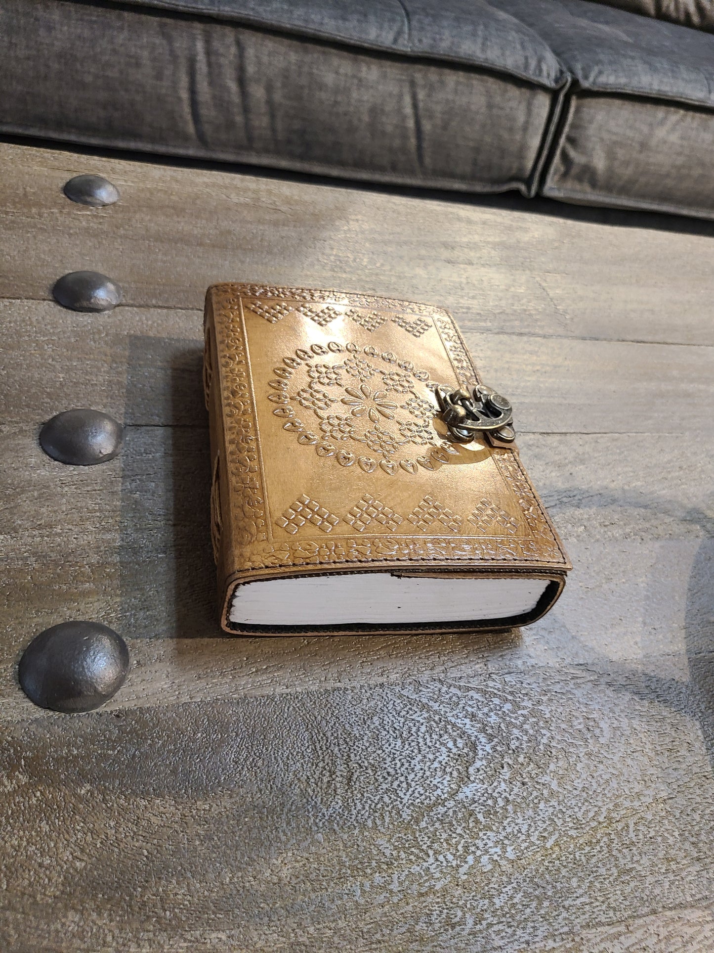 Leather Mandala Writing Journal With Lock-Status Co. Leather Studio