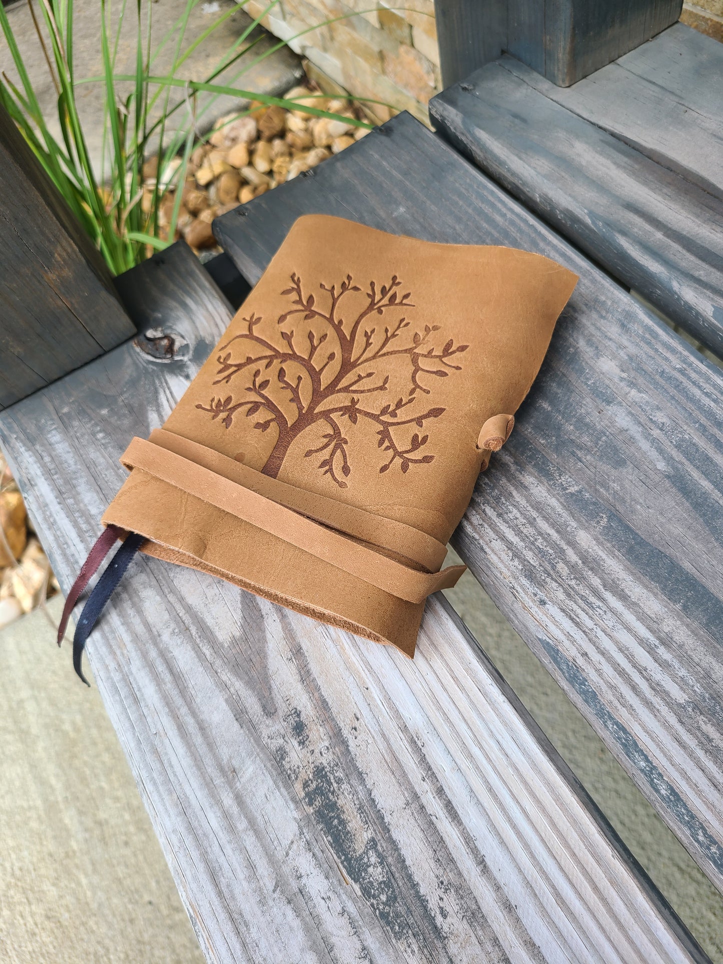 Tree of Life Buffalo Leather Writing Journal - Beige-Status Co. Leather Studio