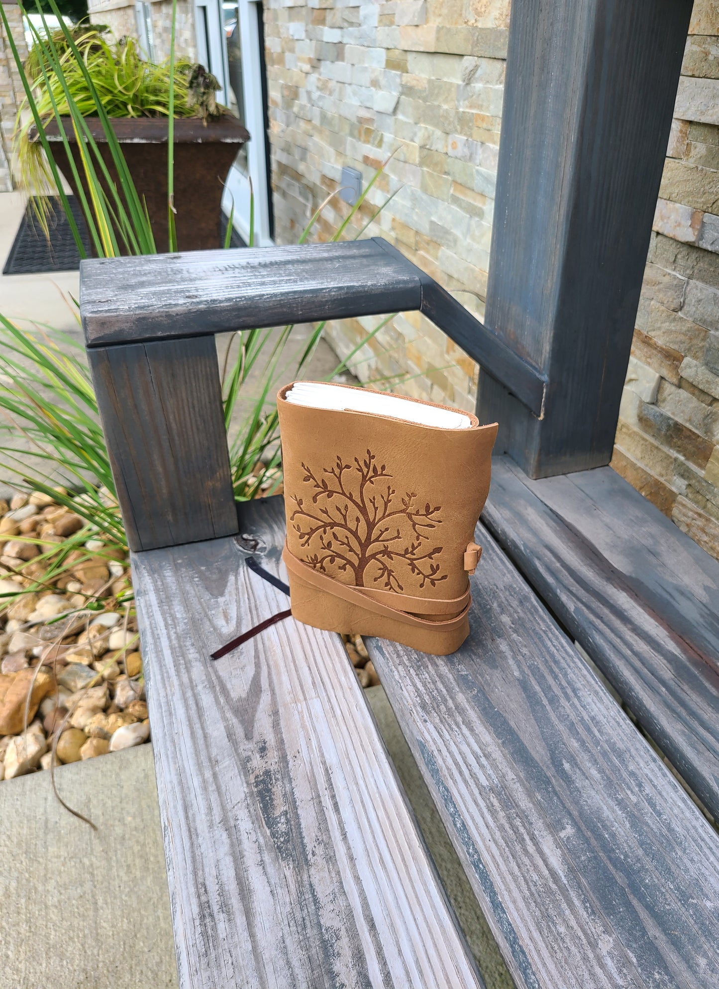 Tree of Life Buffalo Leather Writing Journal - Beige-Status Co. Leather Studio