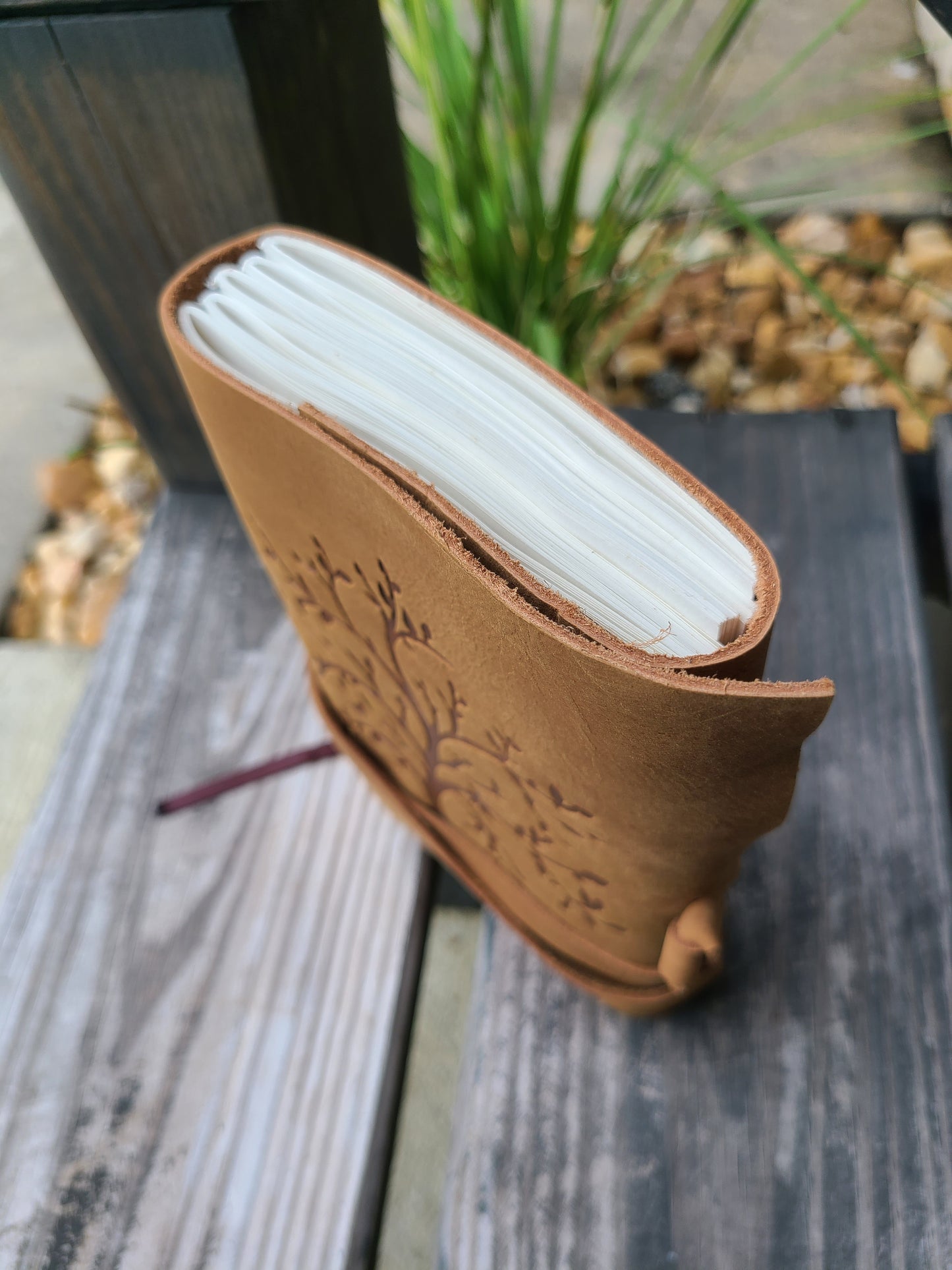 Tree of Life Buffalo Leather Writing Journal - Beige-Status Co. Leather Studio