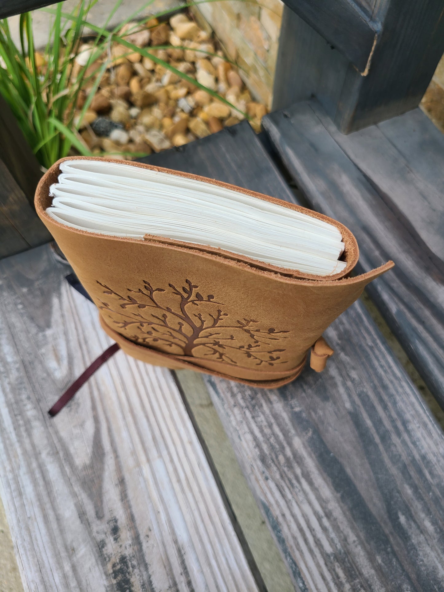 Tree of Life Buffalo Leather Writing Journal - Beige-Status Co. Leather Studio