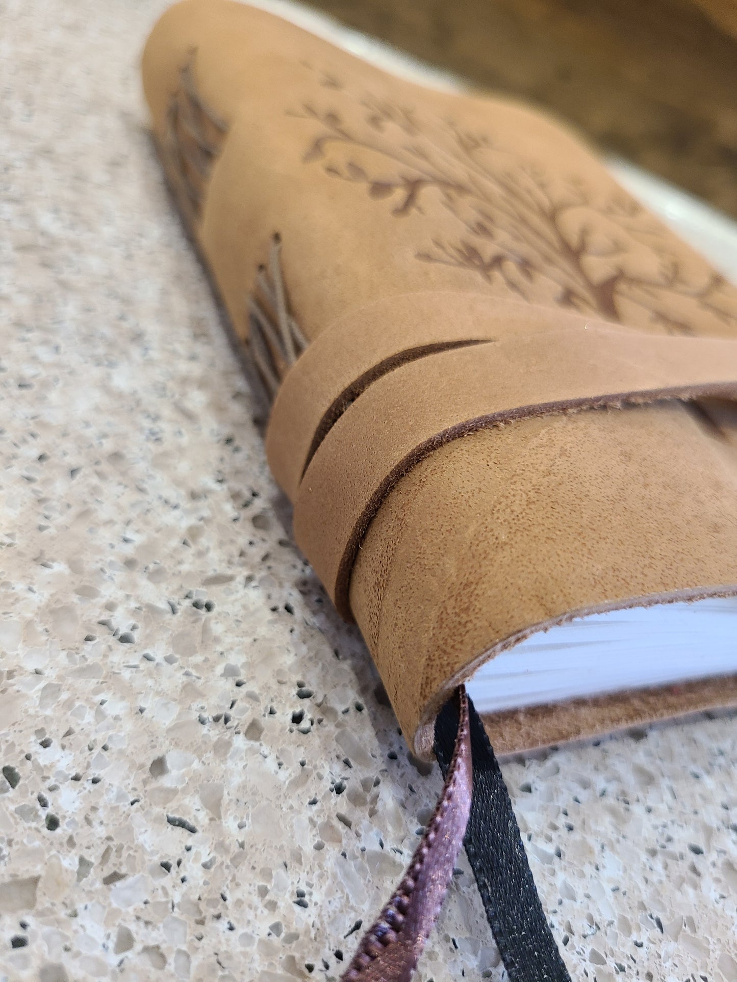 Tree of Life Buffalo Leather Writing Journal - Beige-Status Co. Leather Studio