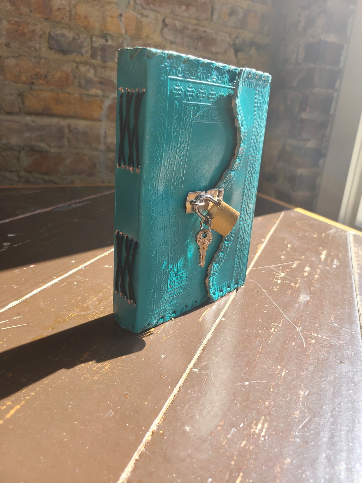 Turquoise Antique Leather Lock Journal-Status Co. Leather Studio