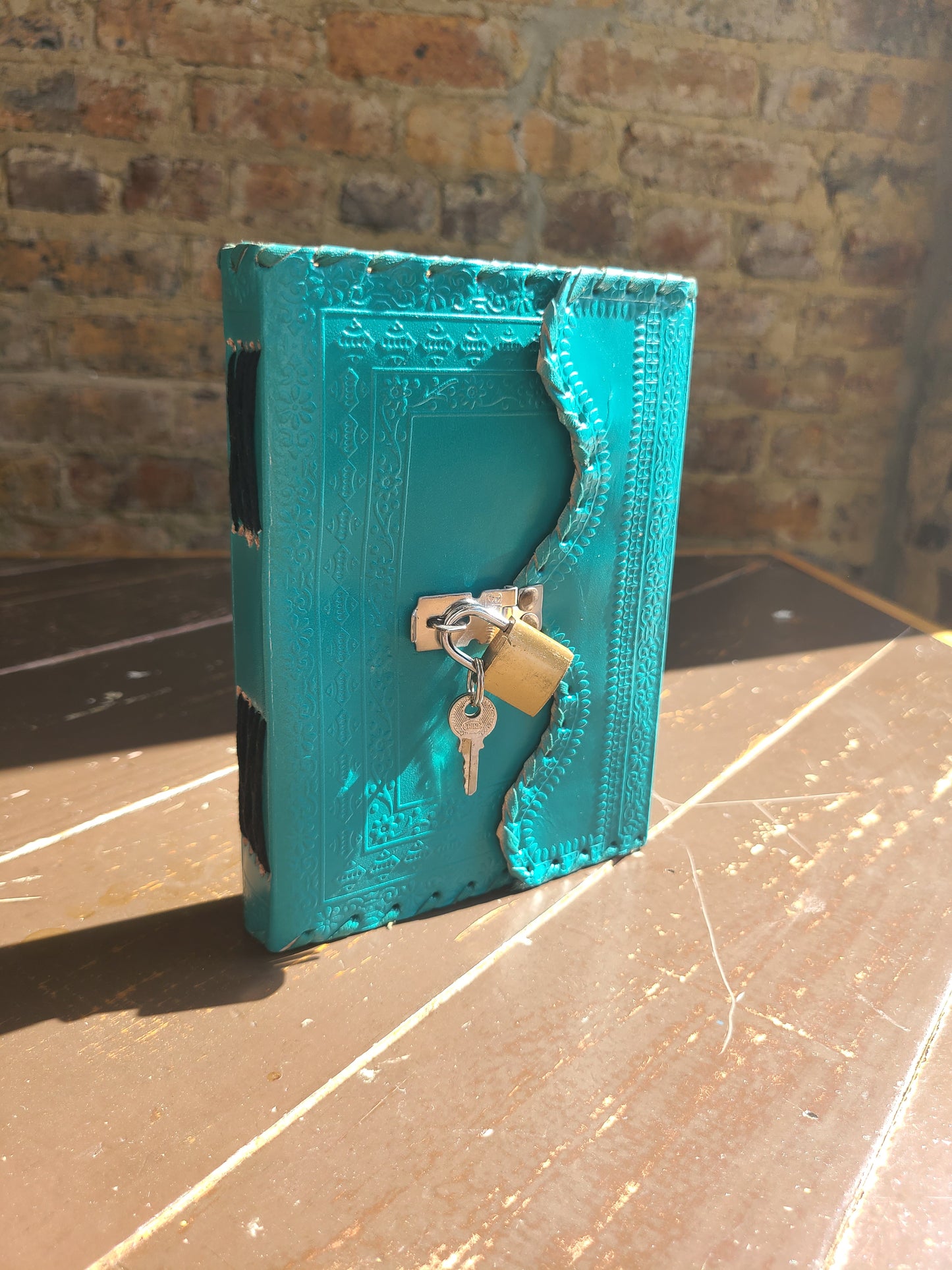 Turquoise Antique Leather Lock Journal-Status Co. Leather Studio