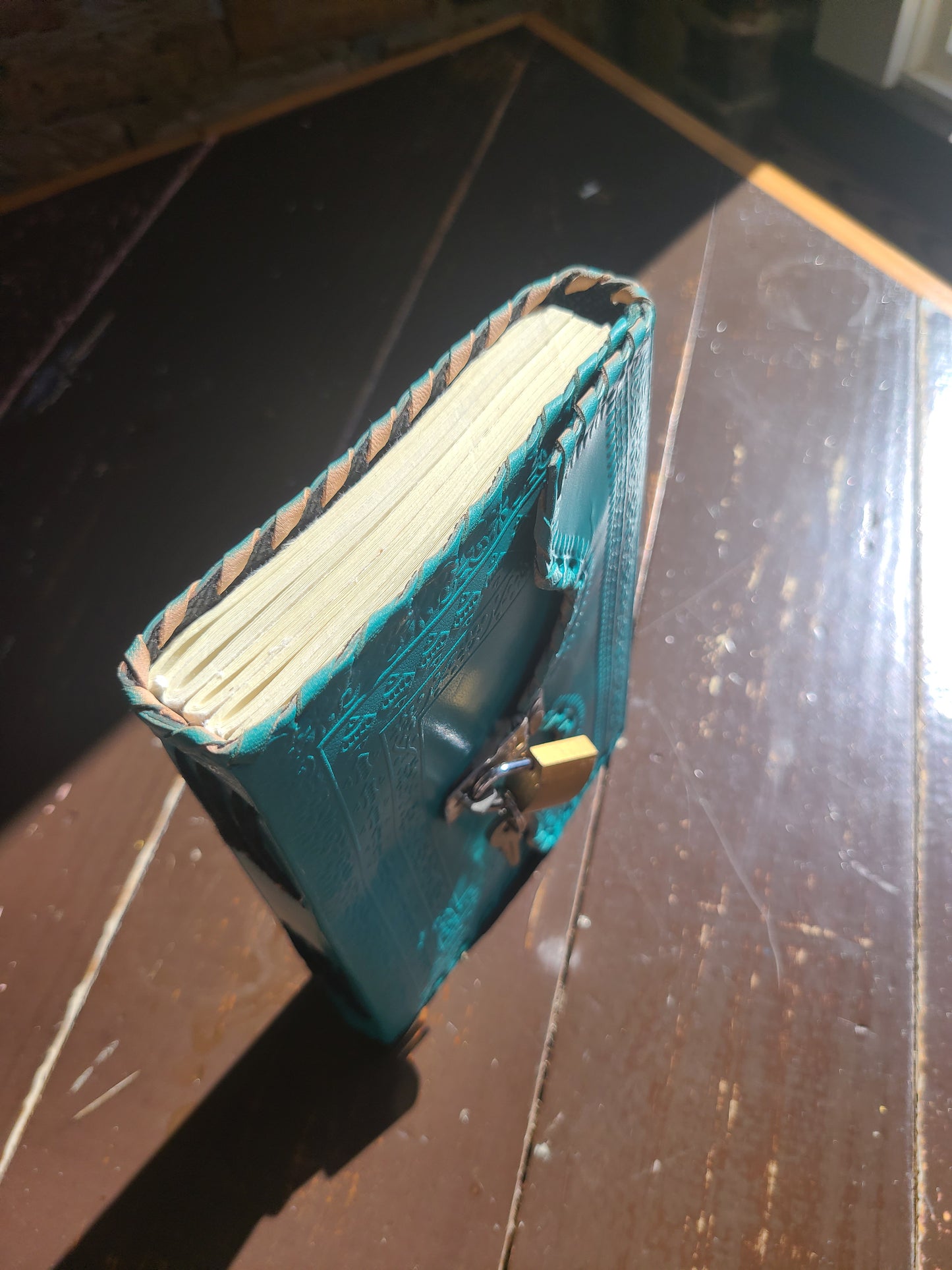 Turquoise Antique Leather Lock Journal-Status Co. Leather Studio