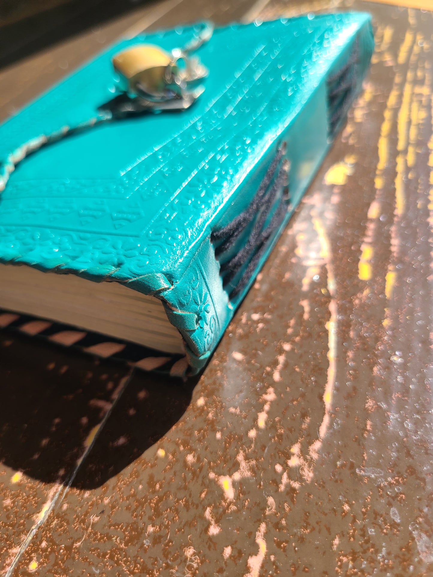 Turquoise Antique Leather Lock Journal-Status Co. Leather Studio