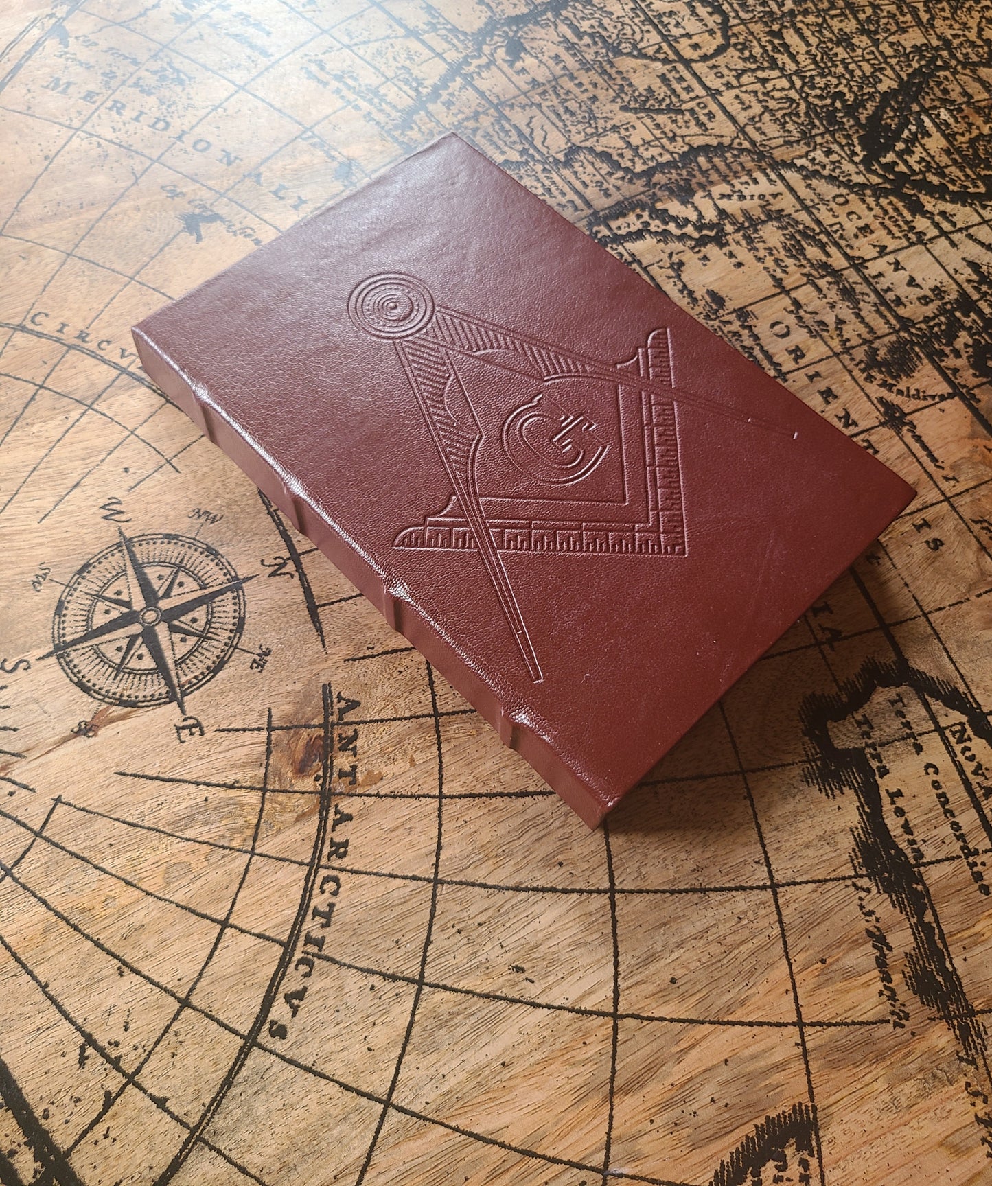 Italian Leather Masonic Writing Journal - Dark Red-Status Co. Leather Studio