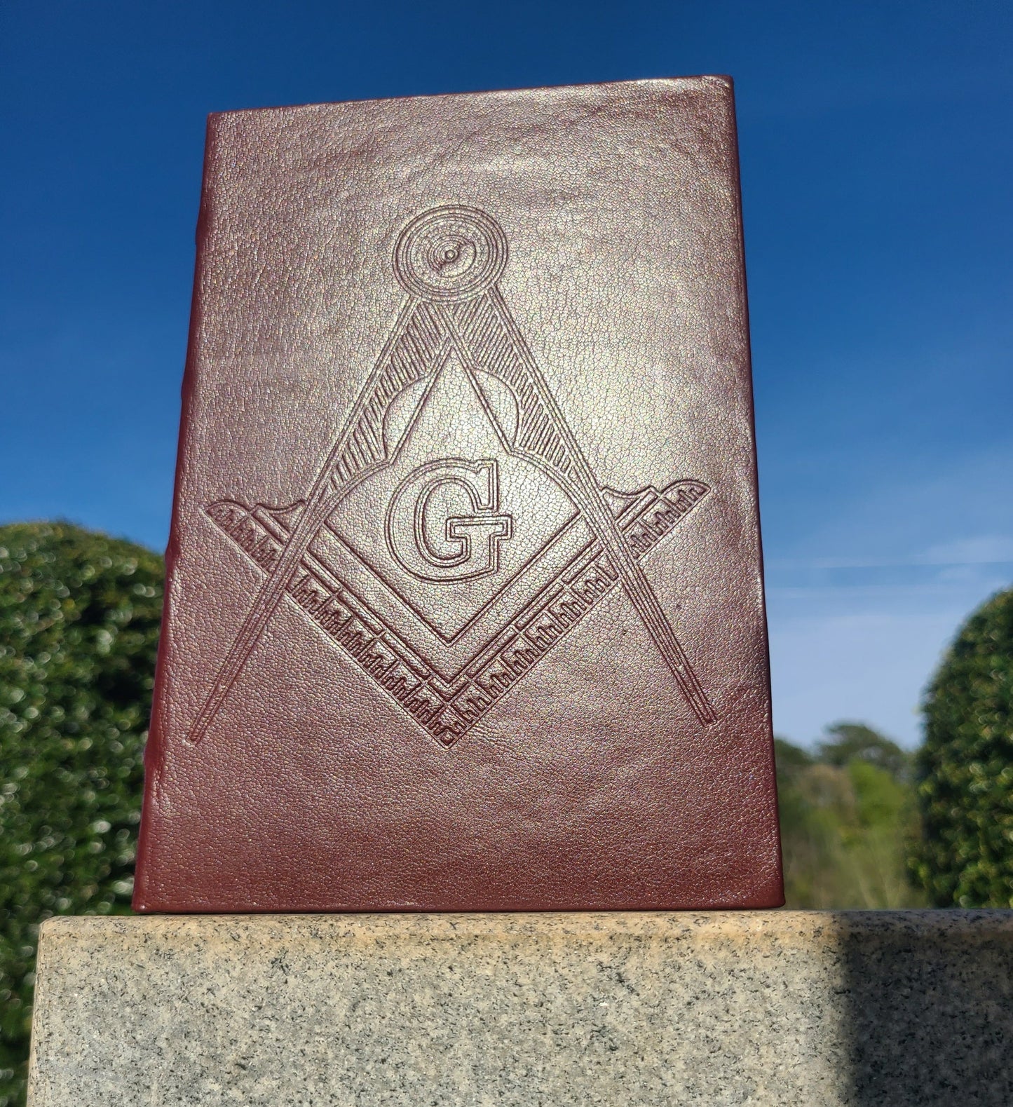 Italian Leather Masonic Writing Journal - Dark Red-Status Co. Leather Studio