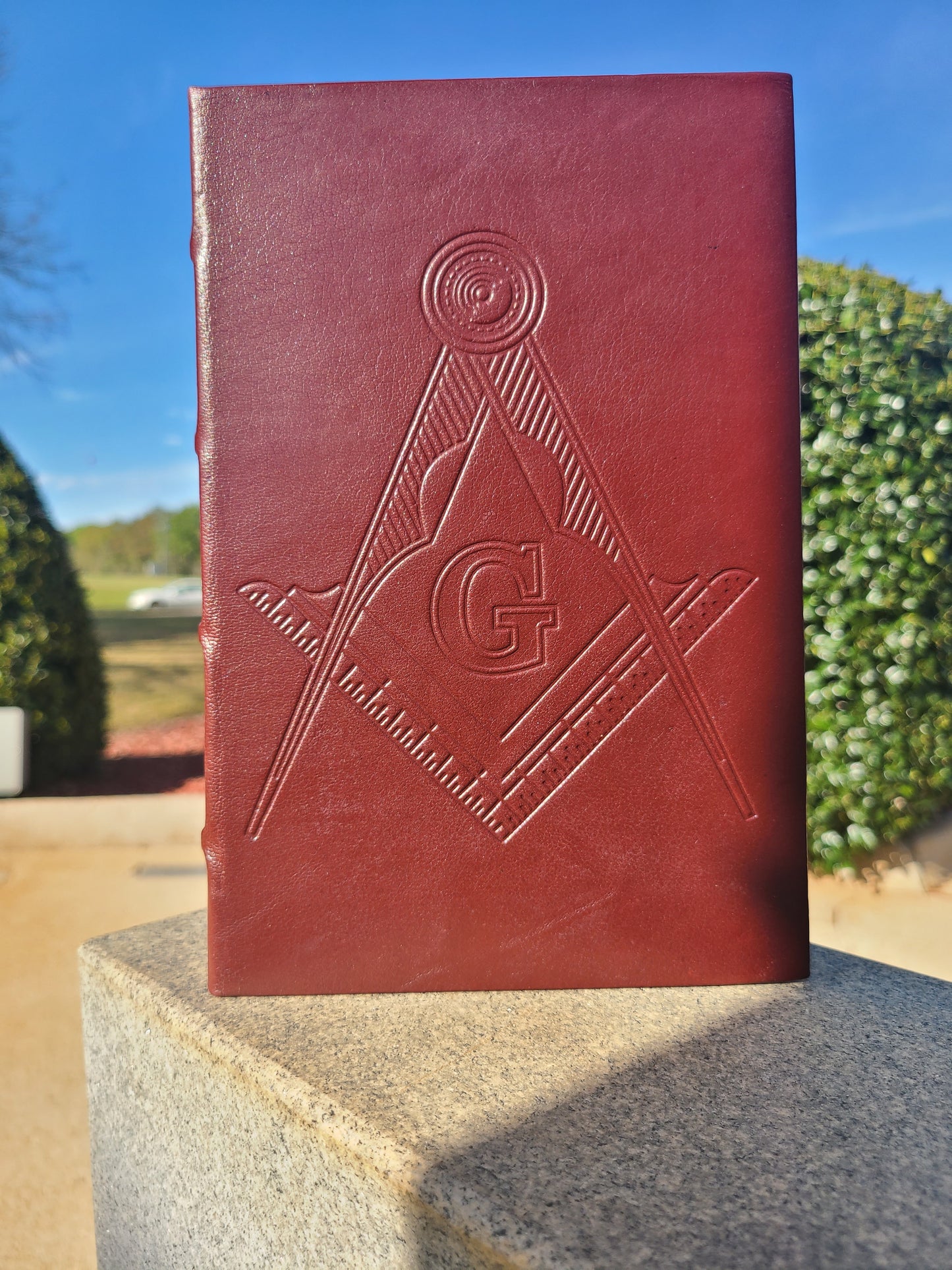 Italian Leather Masonic Writing Journal - Dark Red-Status Co. Leather Studio