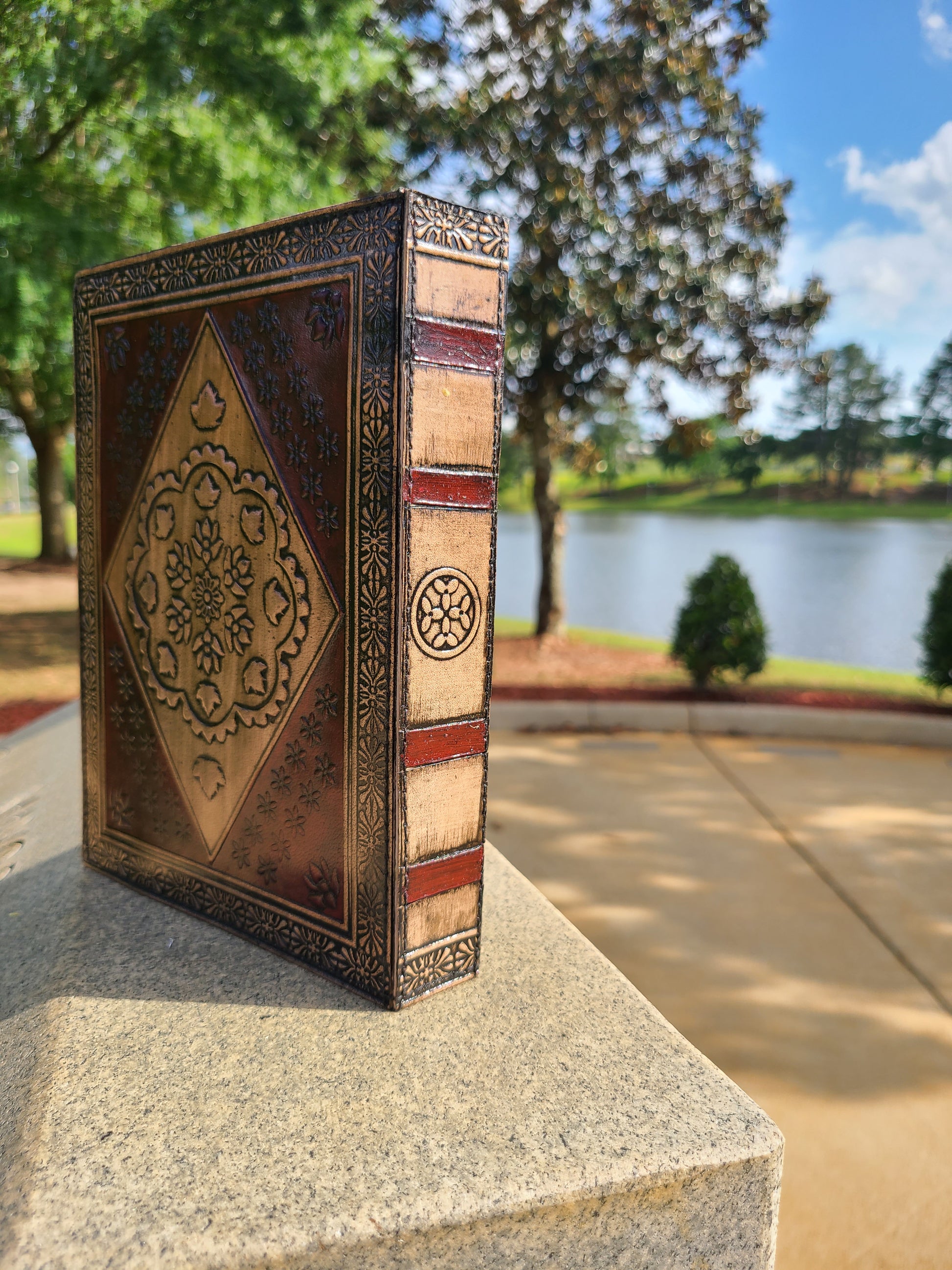 Tree Of Life Red and Tan Leather Writing Journal-Status Co. Leather Studio