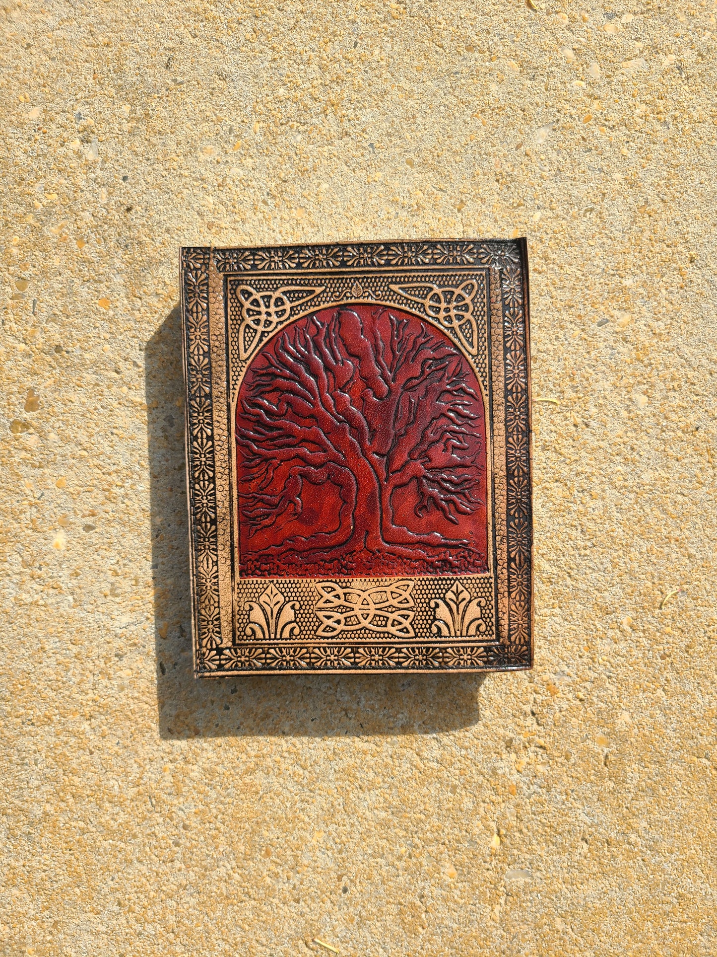 Tree Of Life Red and Tan Leather Writing Journal-Status Co. Leather Studio