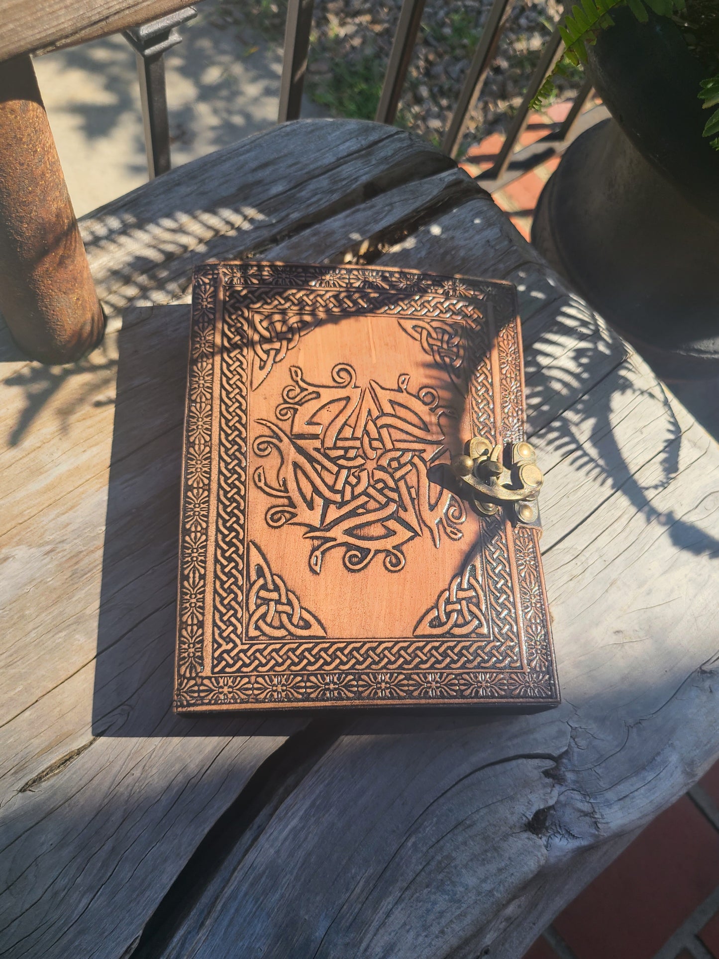 Celtic Infinity Knot and Star Leather Journal-Status Co. Leather Studio