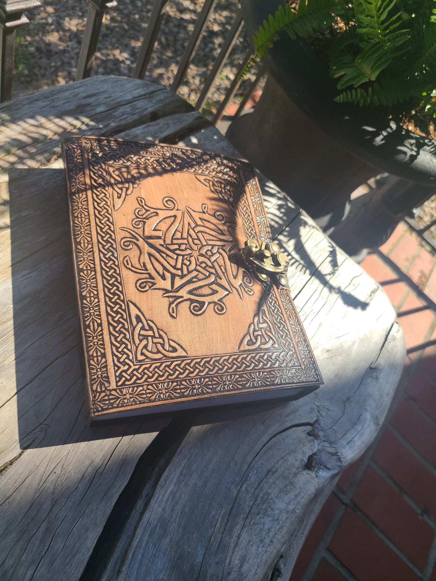 Celtic Infinity Knot and Star Leather Journal-Status Co. Leather Studio